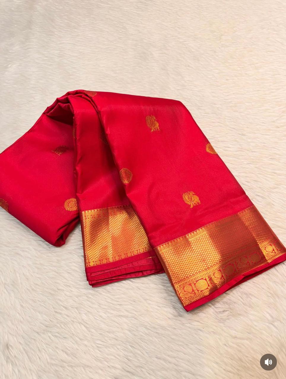 PREMIUM SEMI KANCHI SILK SAREE - RED