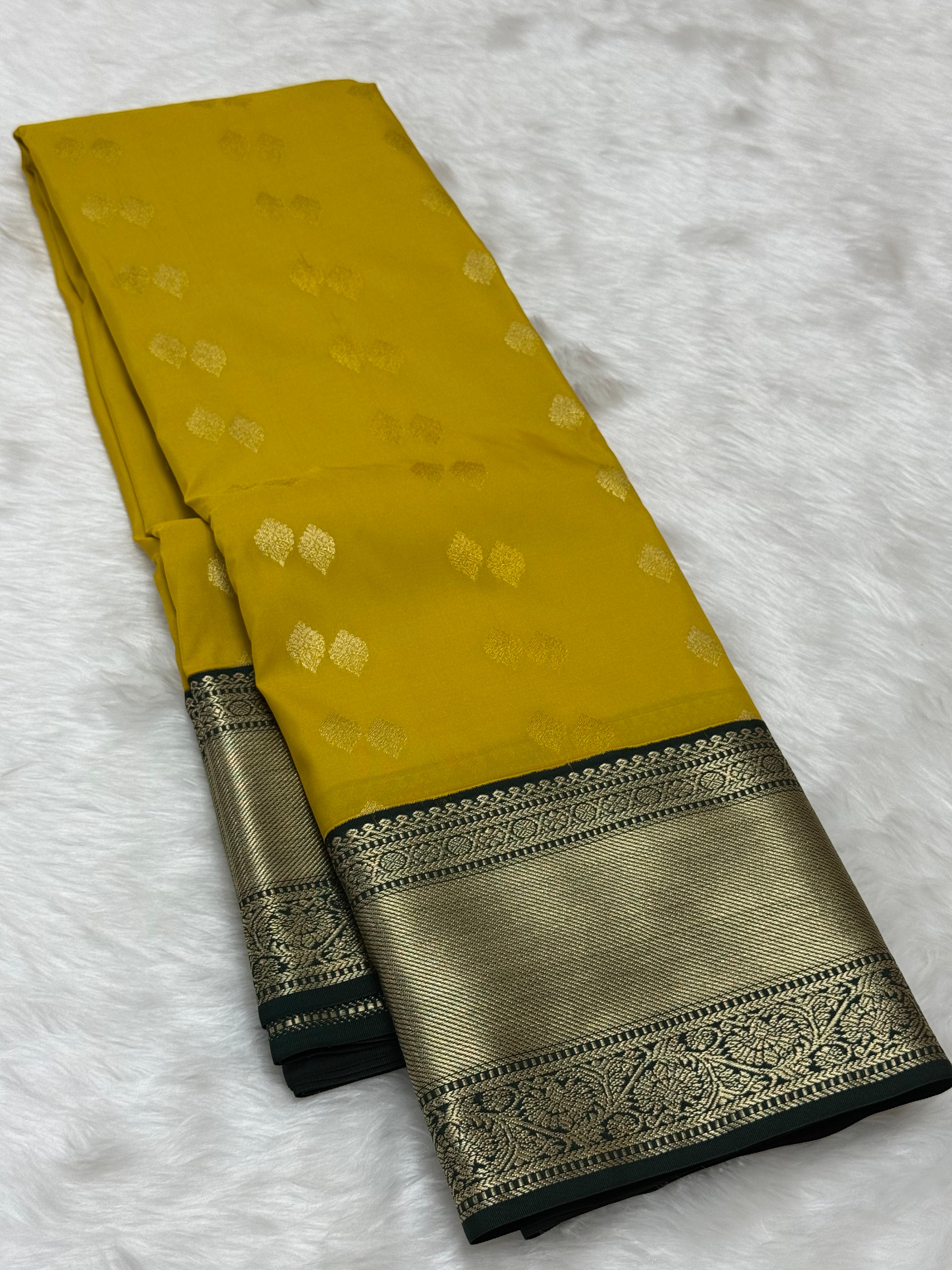 PREMIUM SEMI KANCHI SILK SAREE - CITRINE YELLOW