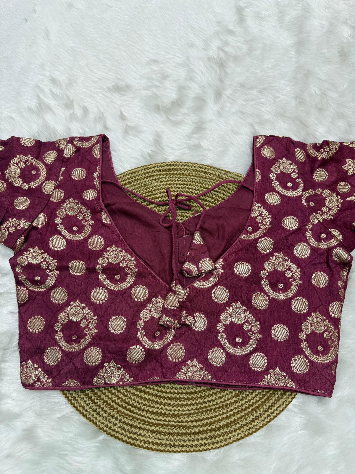 DESIGNER BROCADE WORK READYMADE BLOUSE - DUSTY PINK