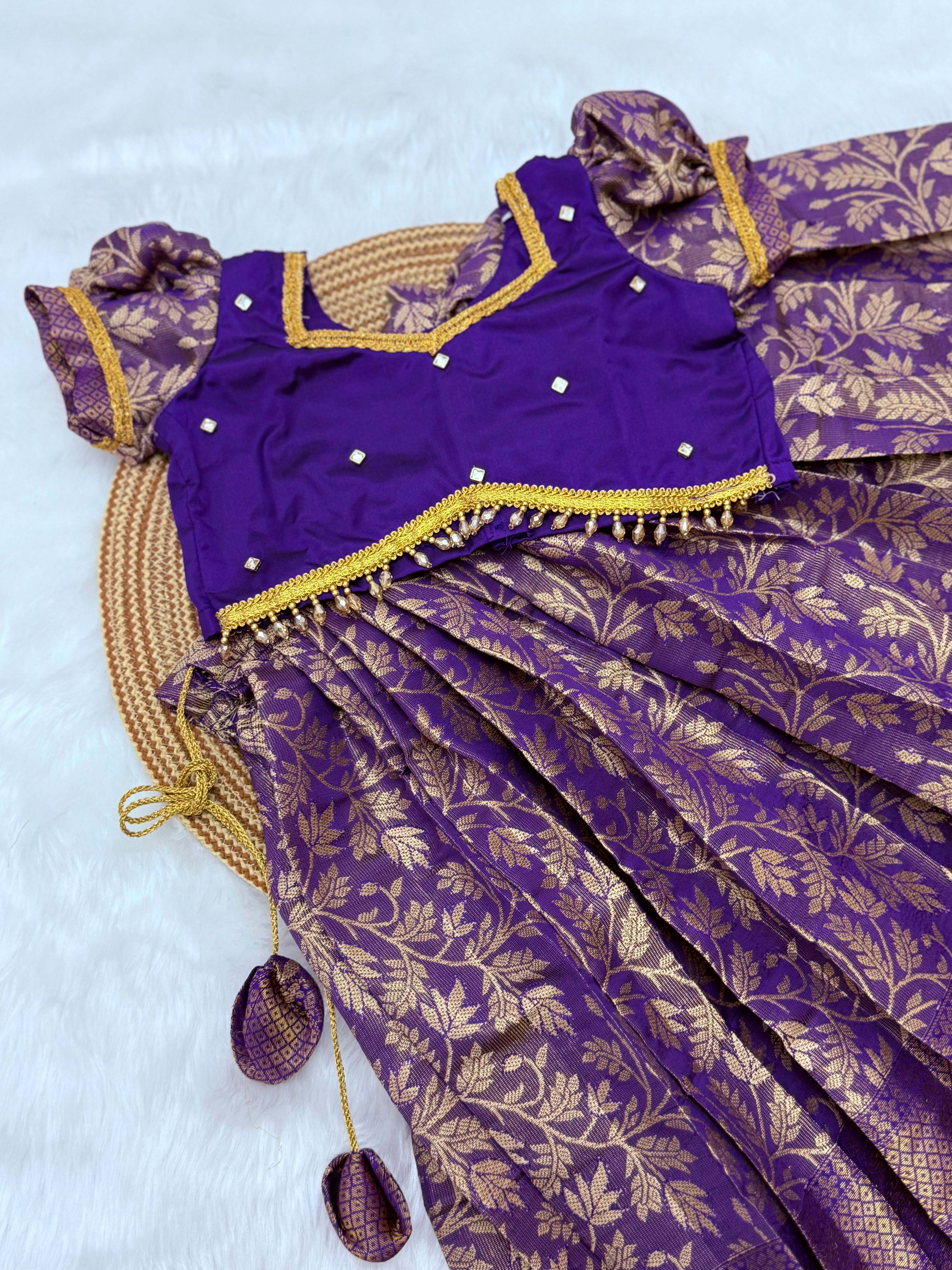 GIRL'S PATTU PAVADAI/READYMADE LEHENGA CHOLI SET