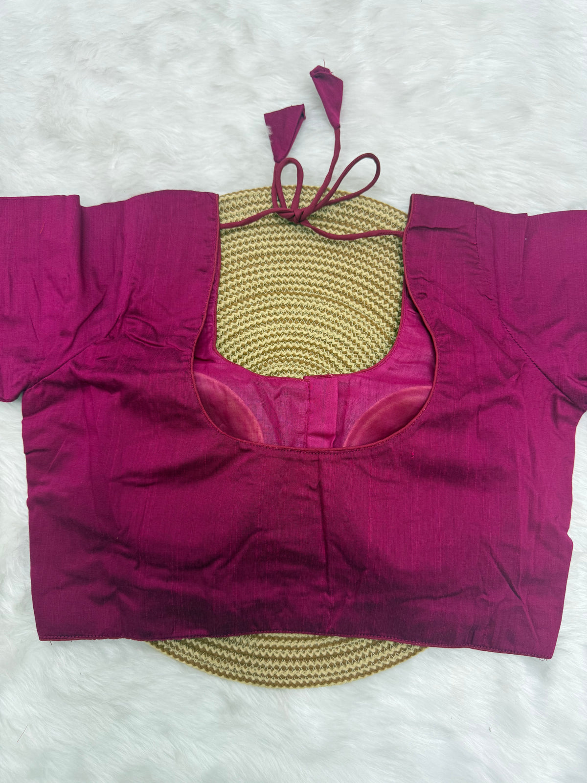 PLAIN SILK READY TO WEAR SAREE BLOUSE - BERRY PINK
