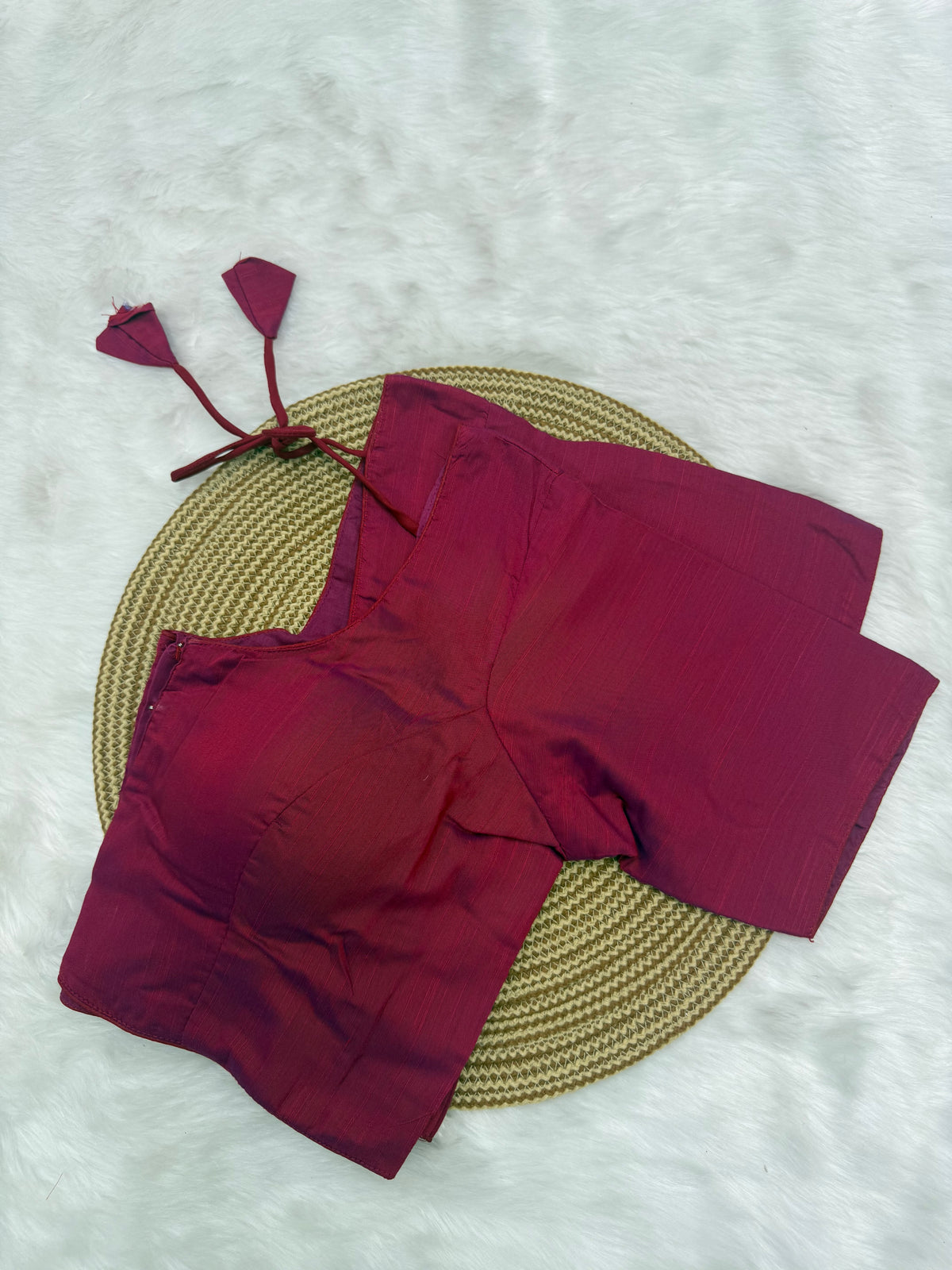 PLAIN SILK READY TO WEAR SAREE BLOUSE - BERRY PINK