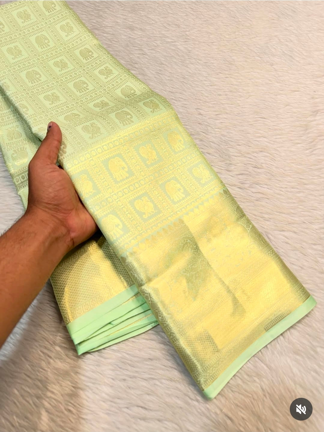 PREMIUM SEMI KANCHI SILK SAREE - PASTEL GREEN