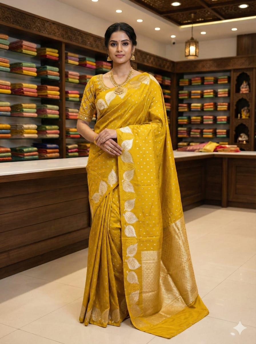 PREMIUM  SOFT SILK SAREE - MUSTARD