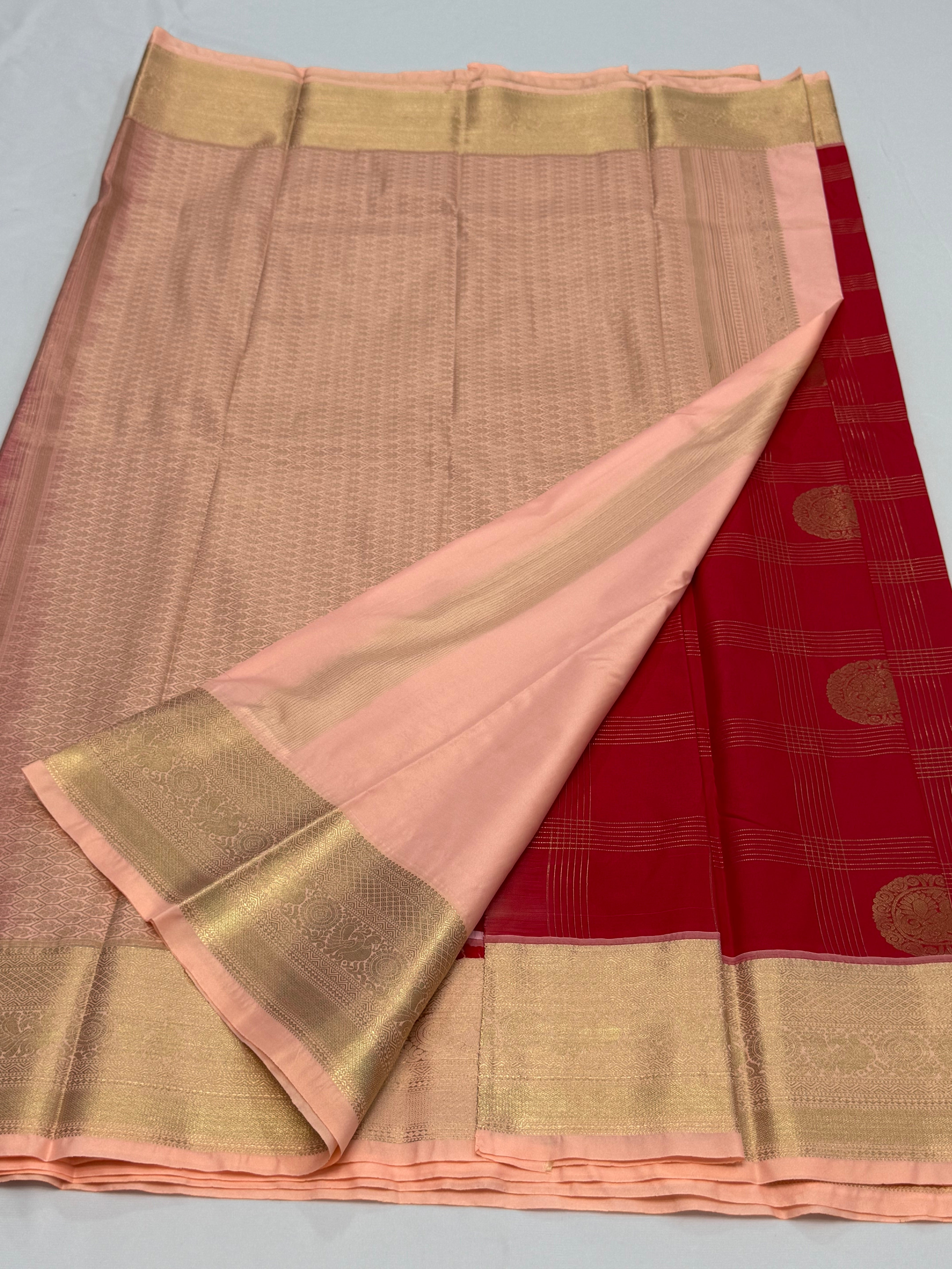 PREMIUM SEMI KANCHI SILK SAREE - RED