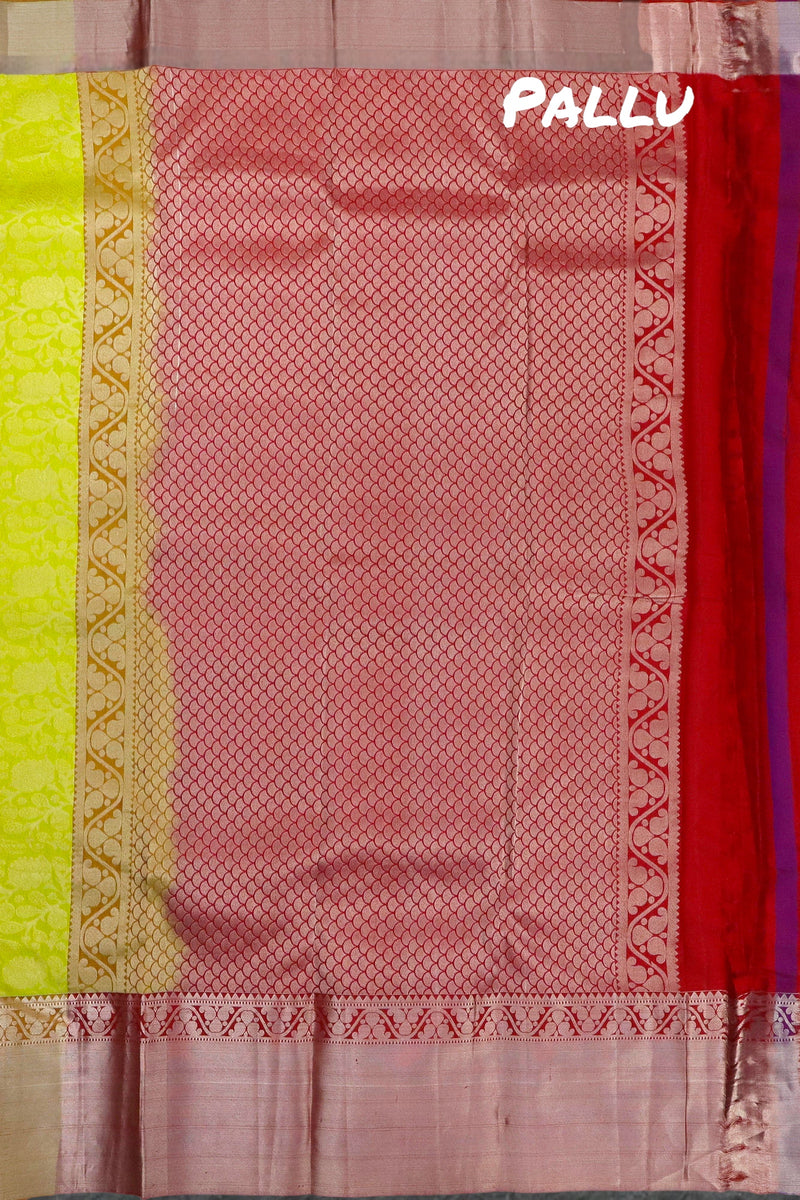 LIME GREEN KANCHIPURAM PURE SILK SAREE | SILKMARK® CERTIFIED