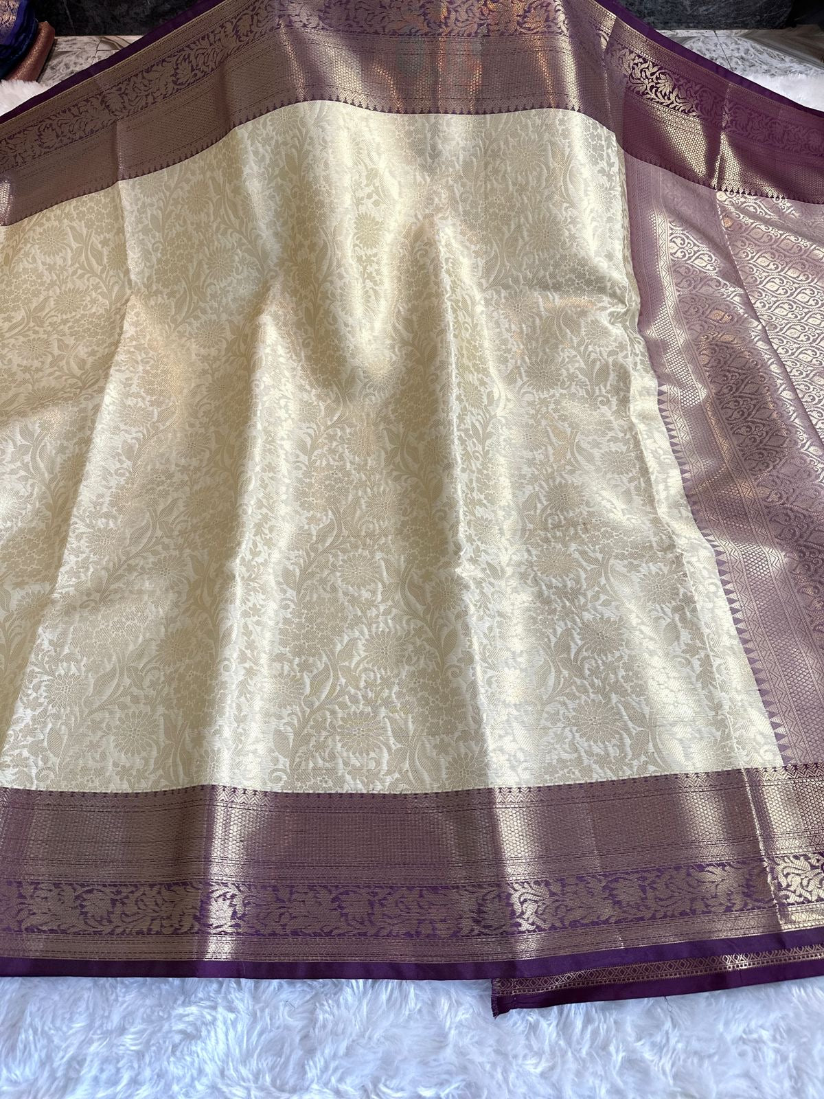 PREMIUM BANARAS TISSUE SILK SAREE - CREAM