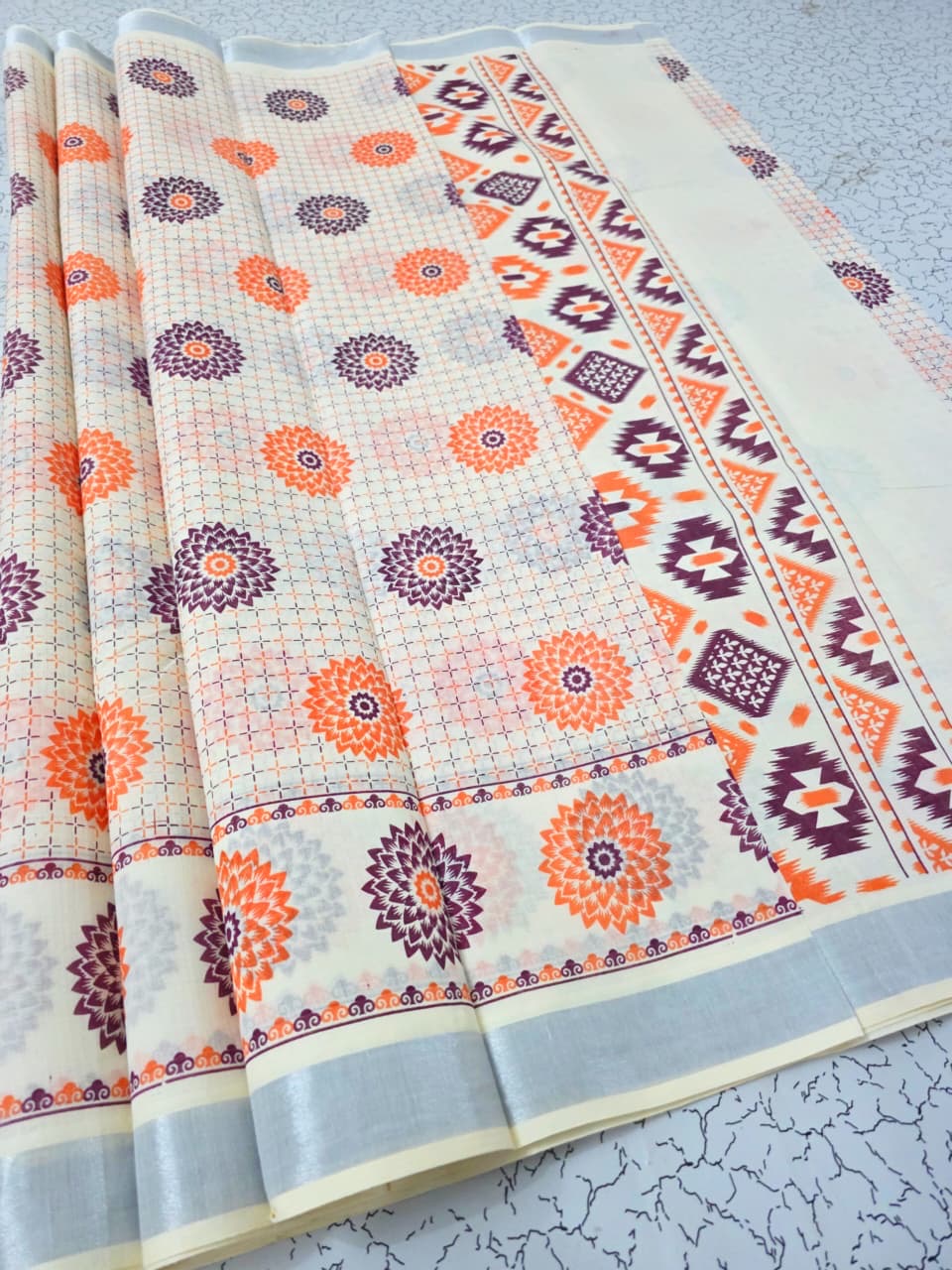 PRINTED WORK KERALA COTTON SAREES