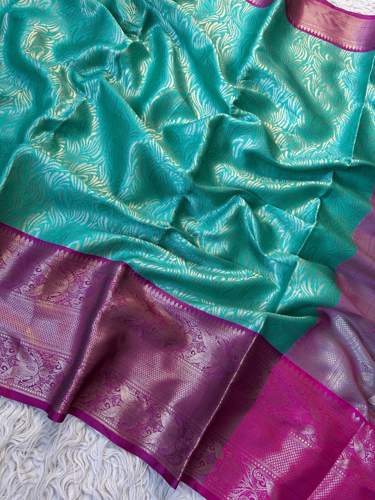 CELEBRITY INSPIRED BANARAS SILK SAREE - TURQUOISE