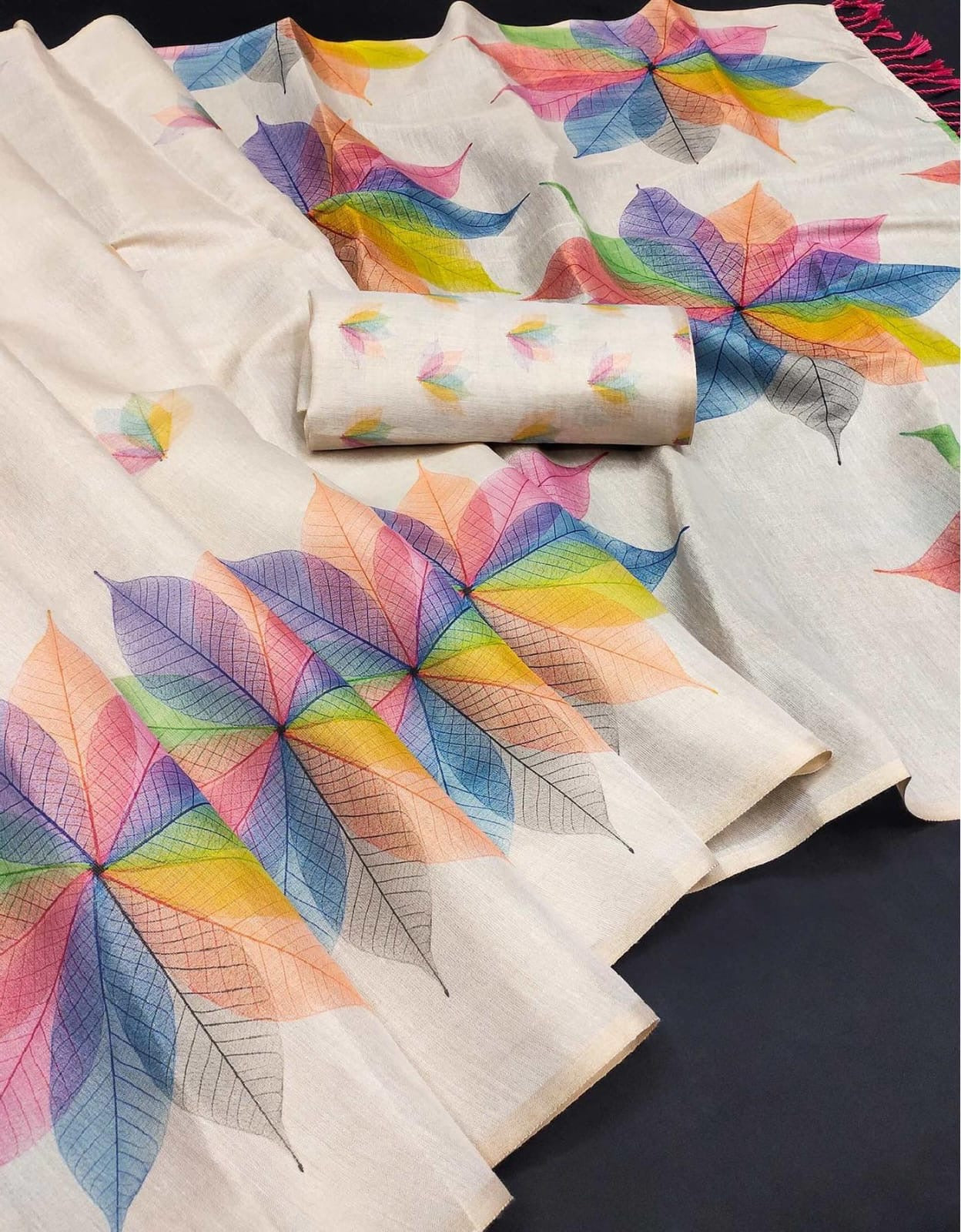 PREMIUM SOFT TISSUE SAREES - CREAM