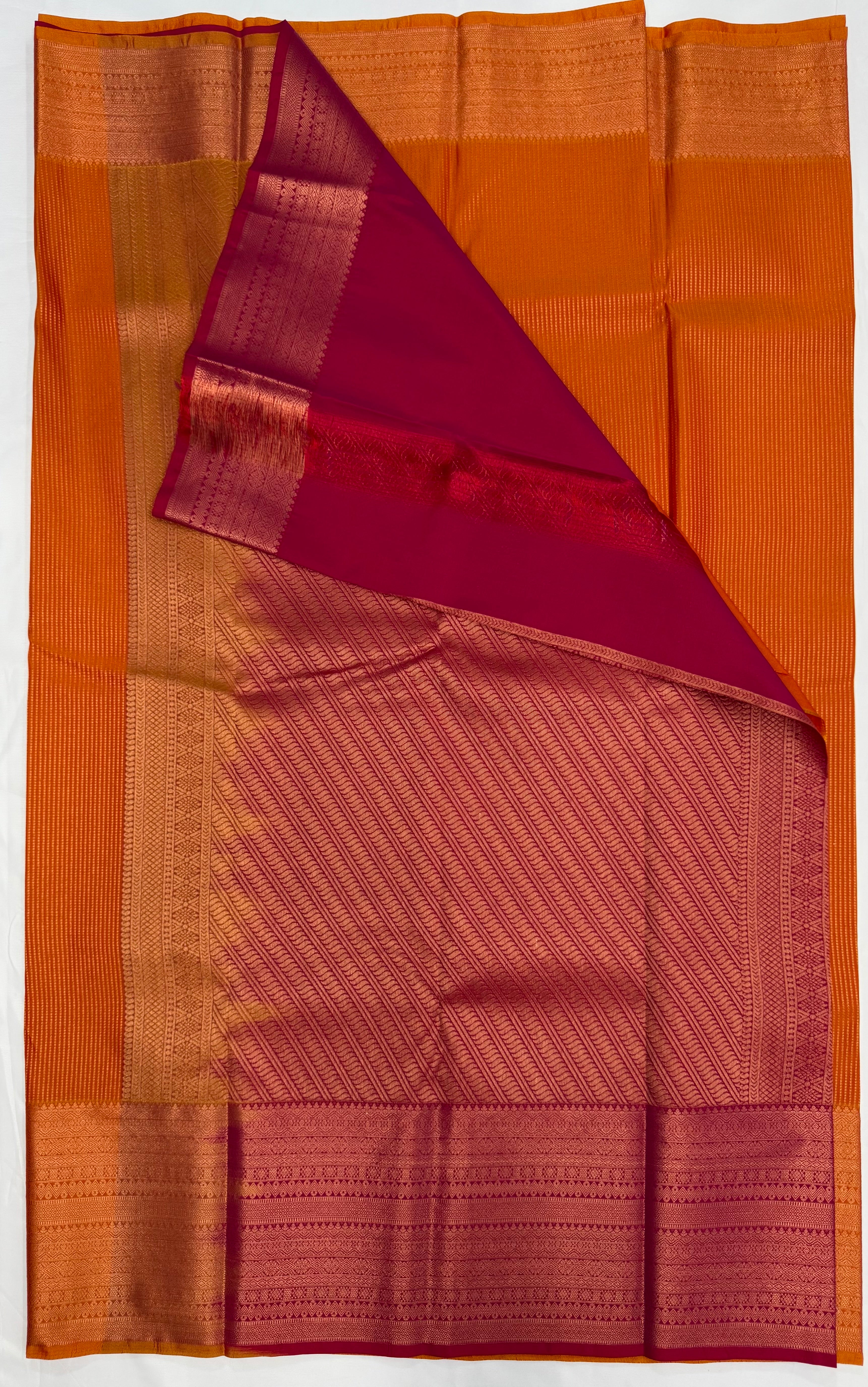 PREMIUM SEMI KANCHI SILK SAREE - ORANGE