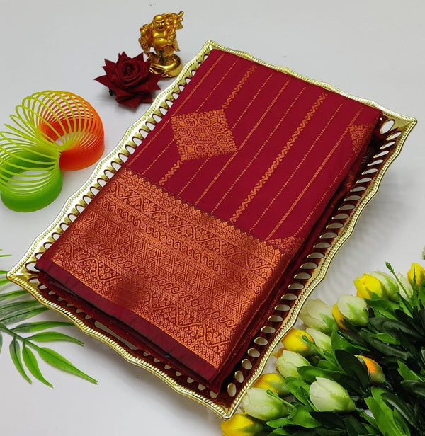 MANGALYAM VAIRAOOSI KANCHIPURAM SILK SAREE - MAROON