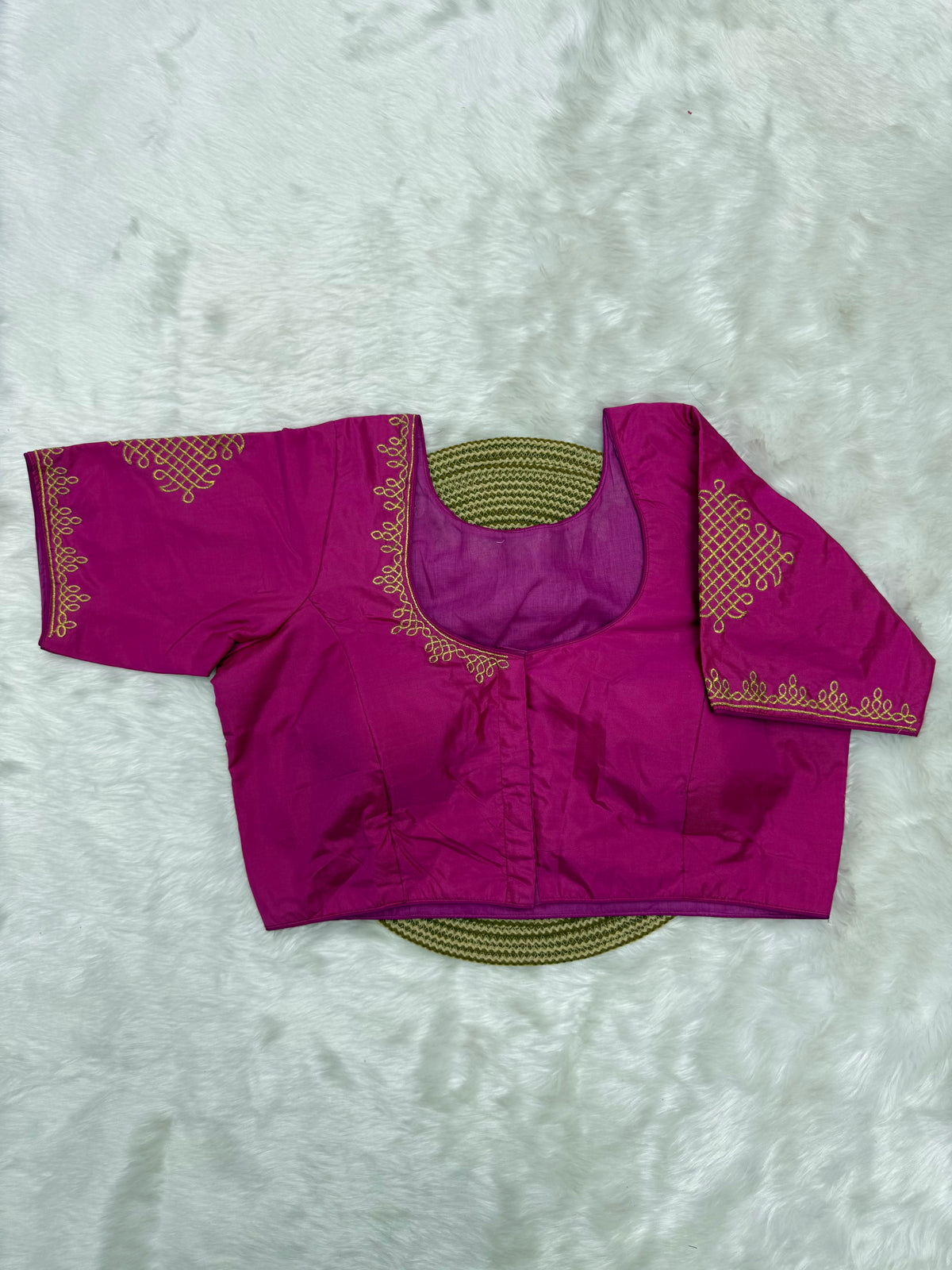 BRIDAL AARI WORK READY TO WEAR SAREE BLOUSE - PINK