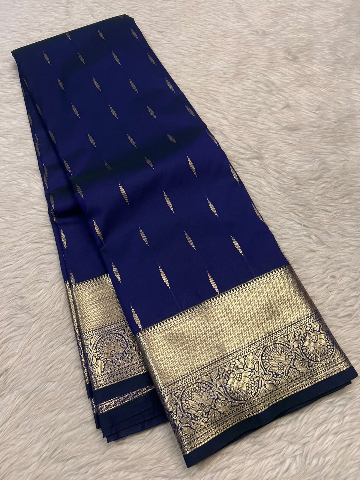 PREMIUM SEMI KANCHI SILK SAREE - ST PATRIC BLUE