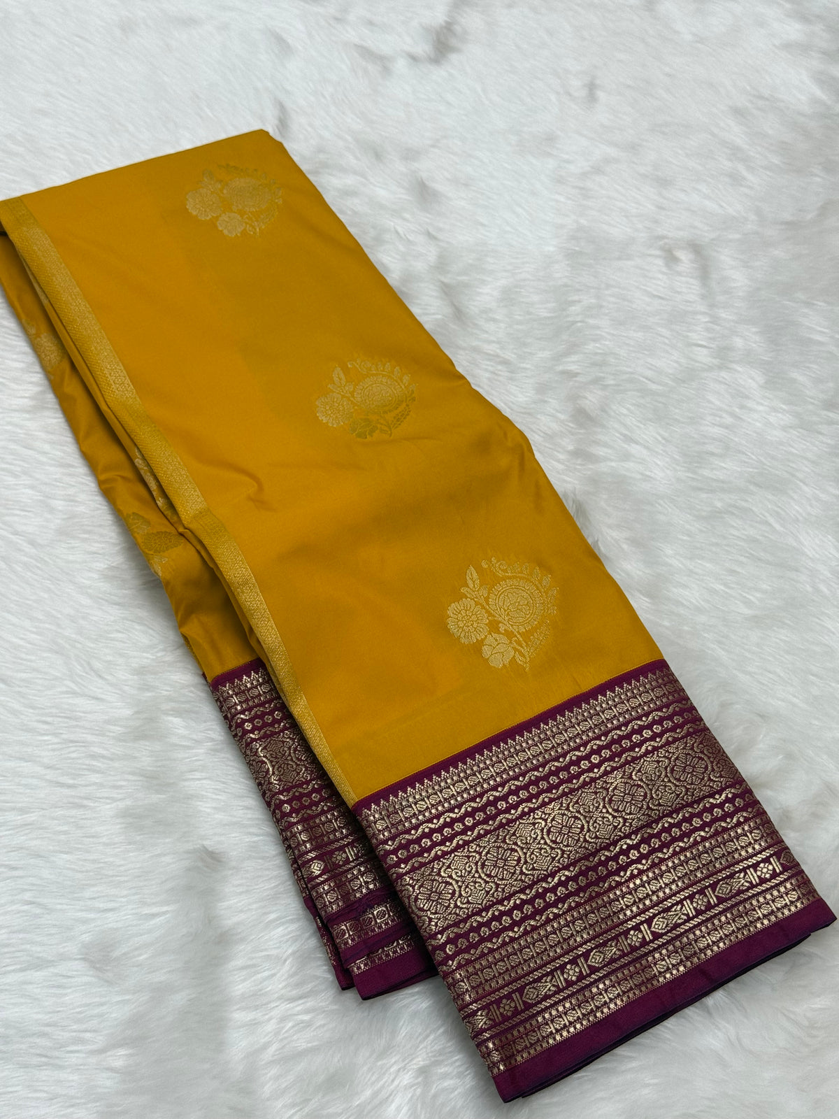 PREMIUM SEMI KANCHI SILK SAREE - MANGO YELLOW