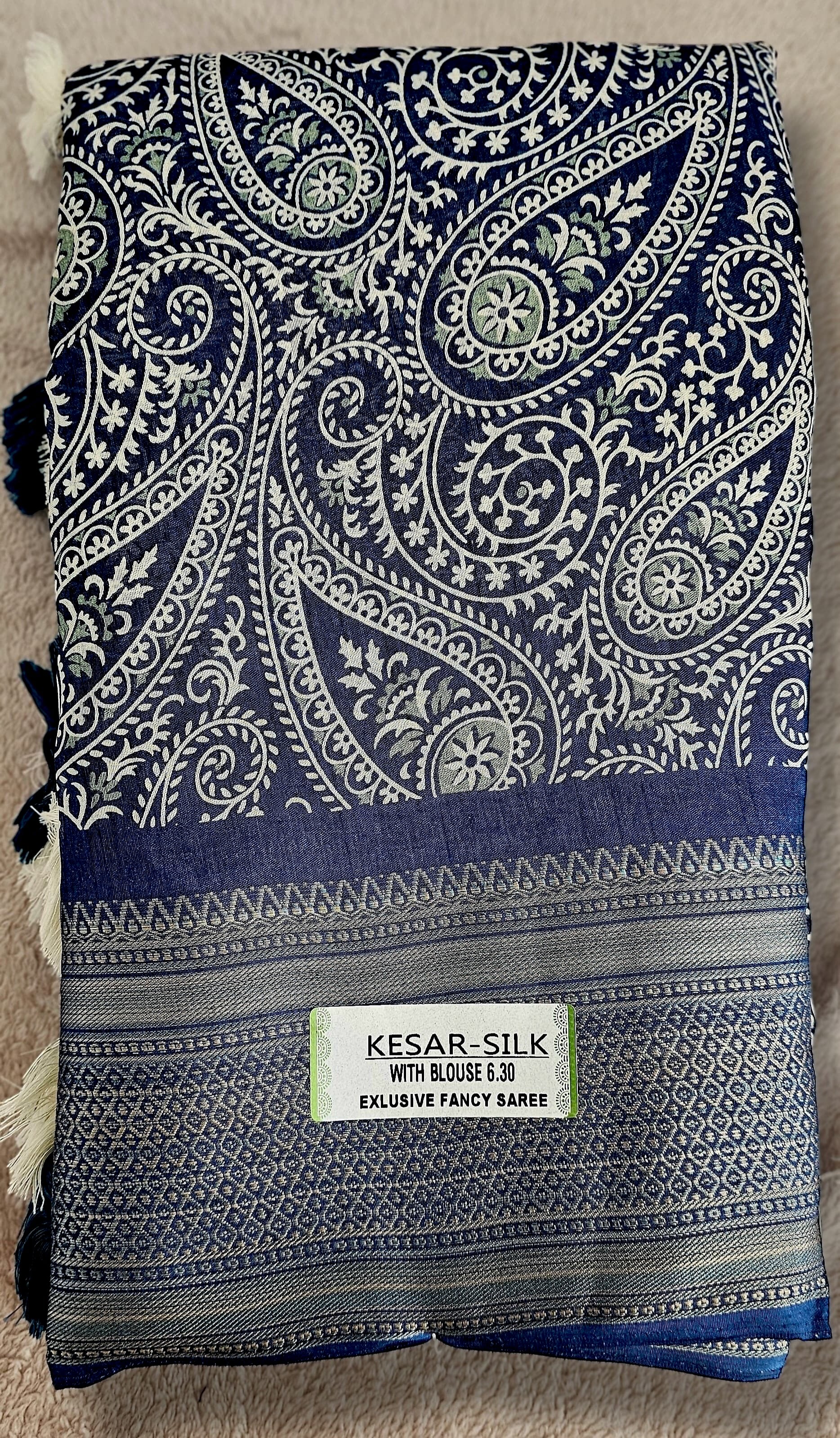 EXCLUSIVE KESAR SILK FANCY SAREE - DARK BLUE