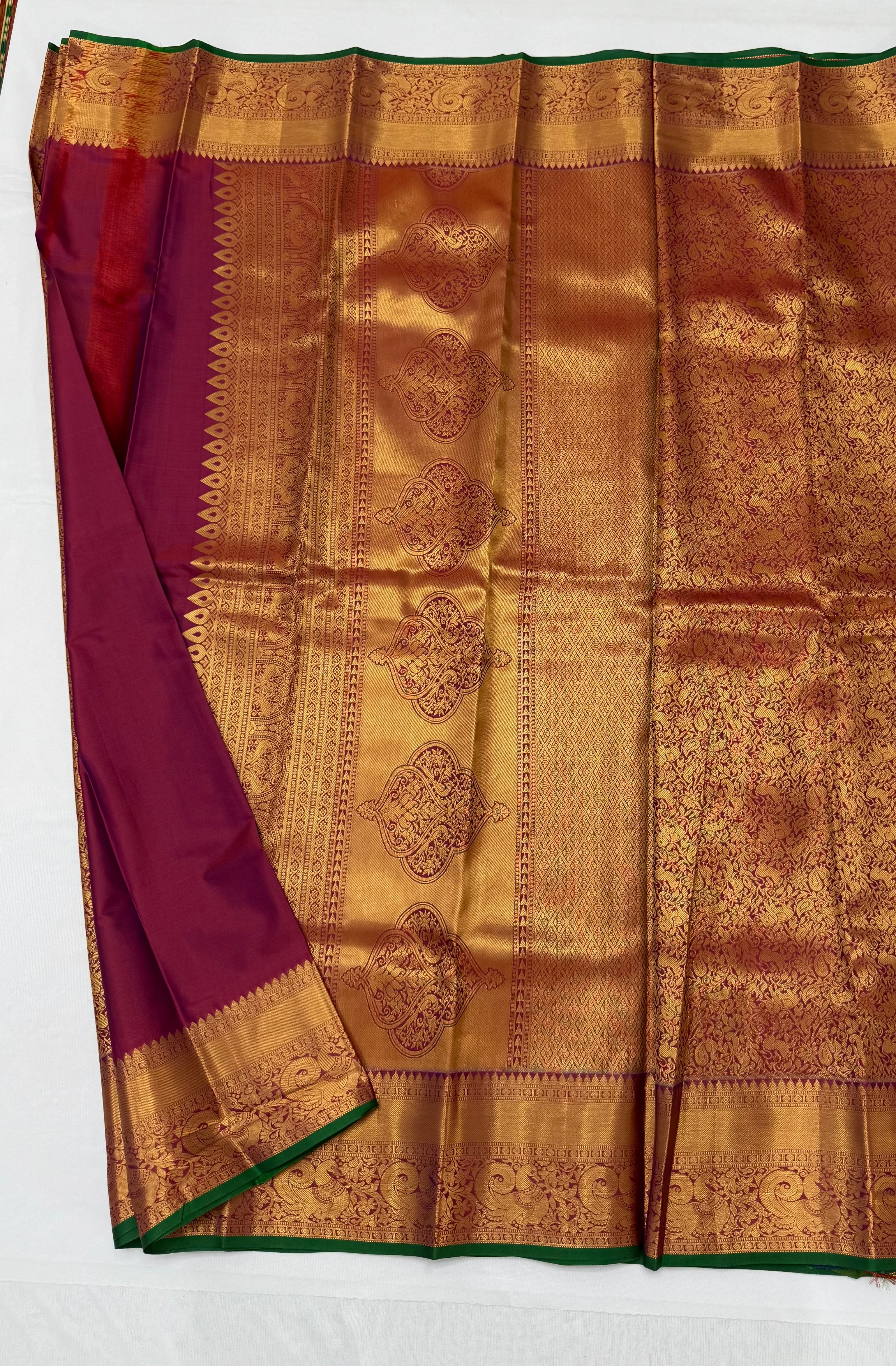PREMIUM SEMI KANCHI SILK SAREE - GOLDEN VIOLET