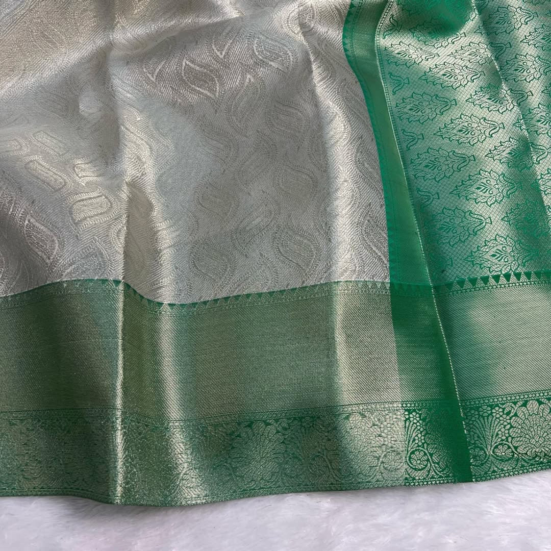 CELEBRITY INSPIRED BANARAS SILK SAREE - SILVER