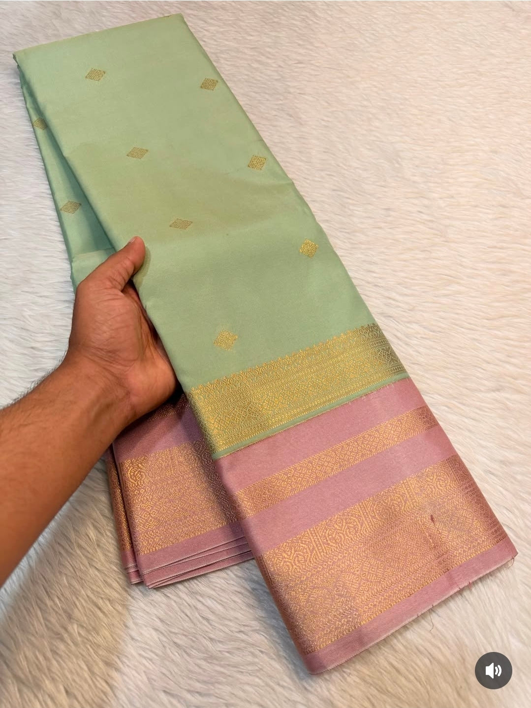PREMIUM SEMI KANCHI SILK SAREE - PASTEL MINT