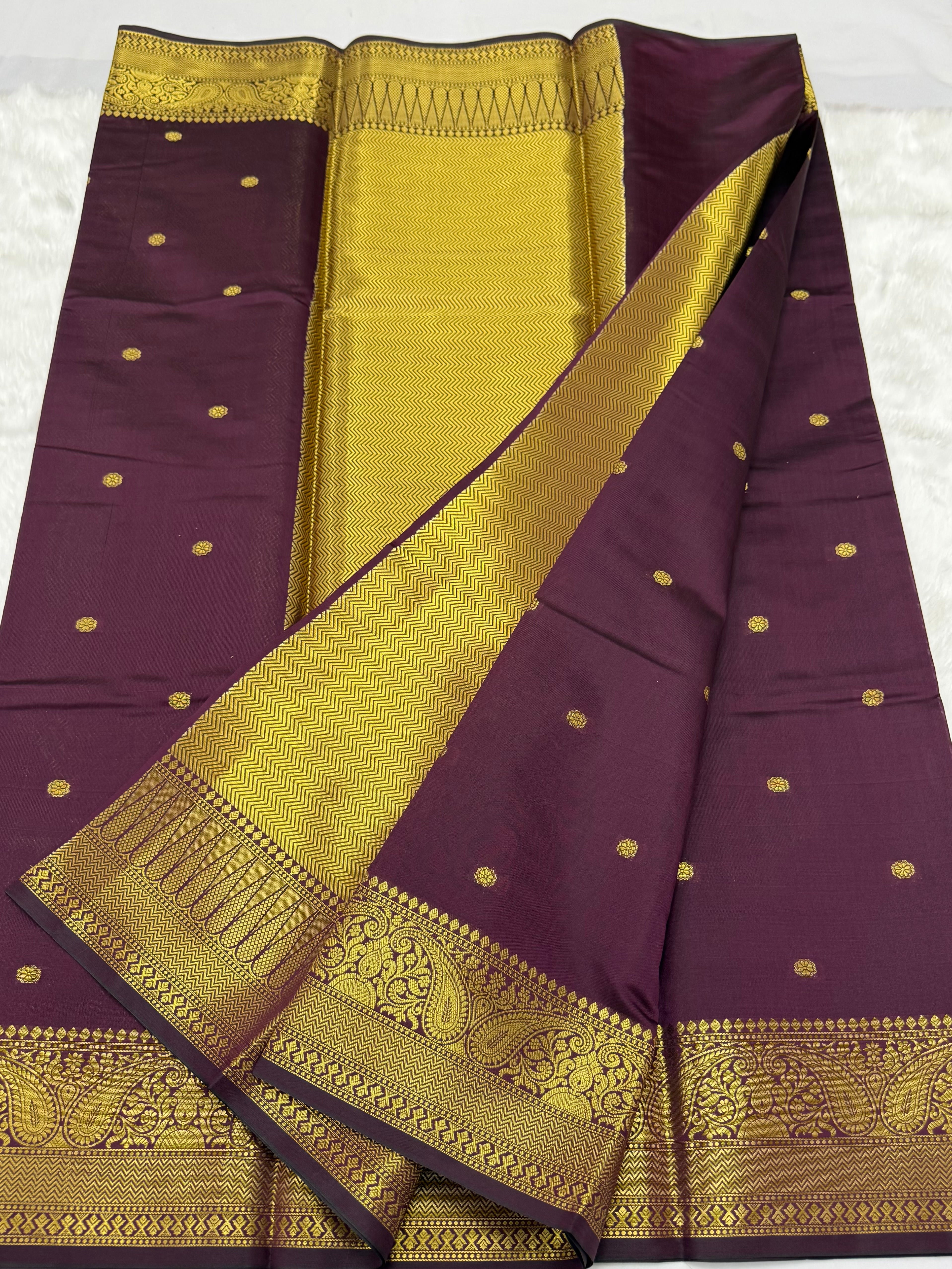 PREMIUM KATAN SILK SAREE - EGGPLANT