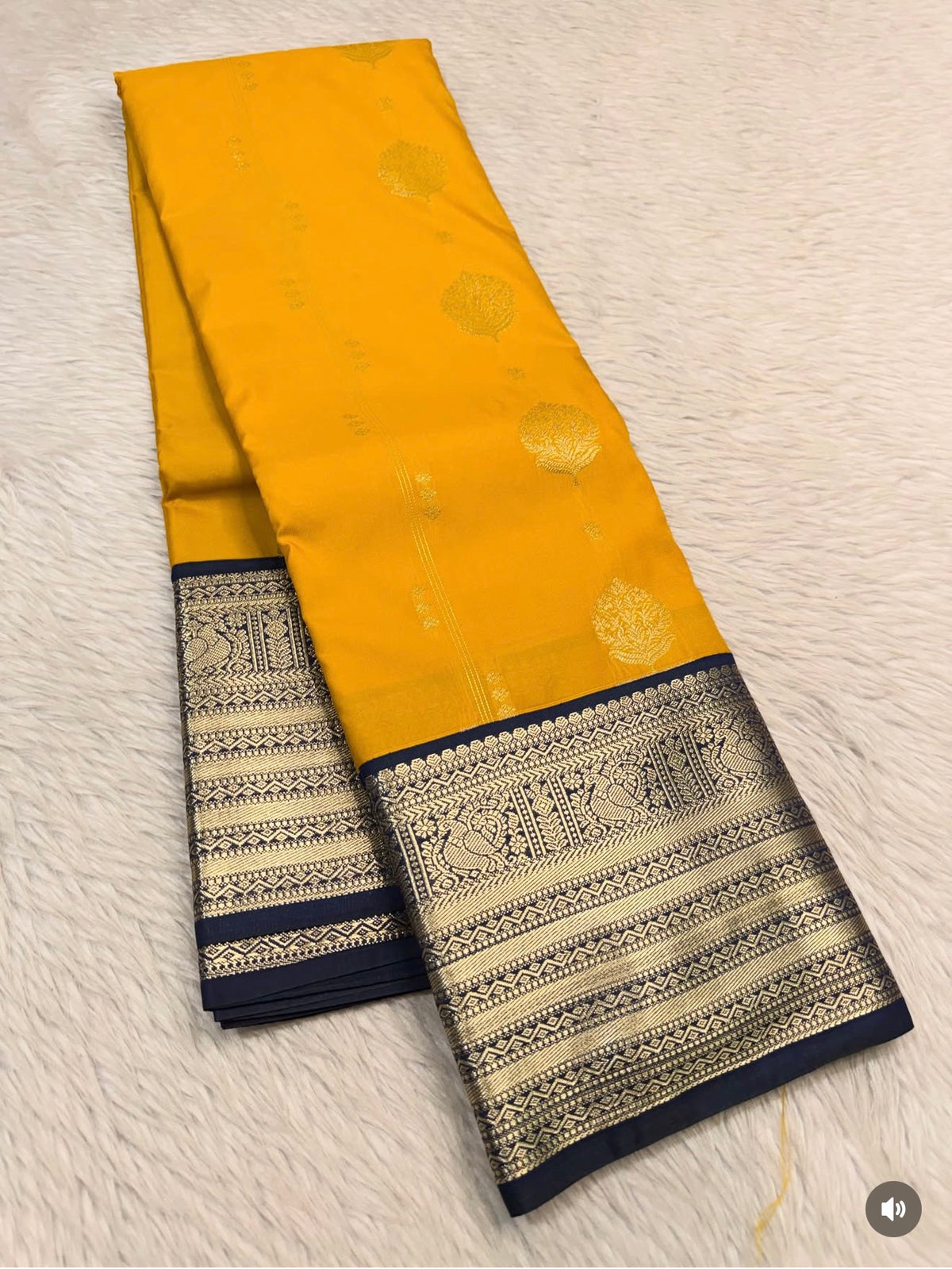 PREMIUM SEMI KANCHI SILK SAREE - MANGO YELLOW