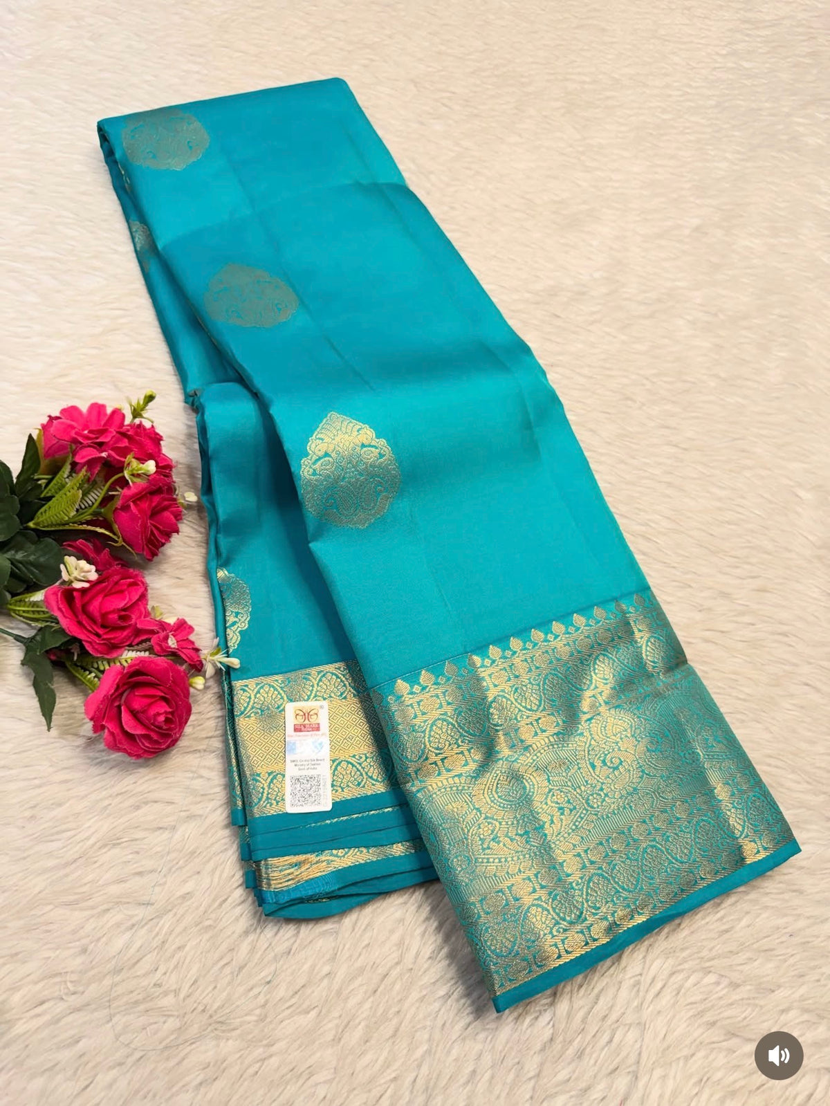 KANCHIPURAM PURE SILK SAREE | SILKMARK® CERTIFIED - TURQUOISE
