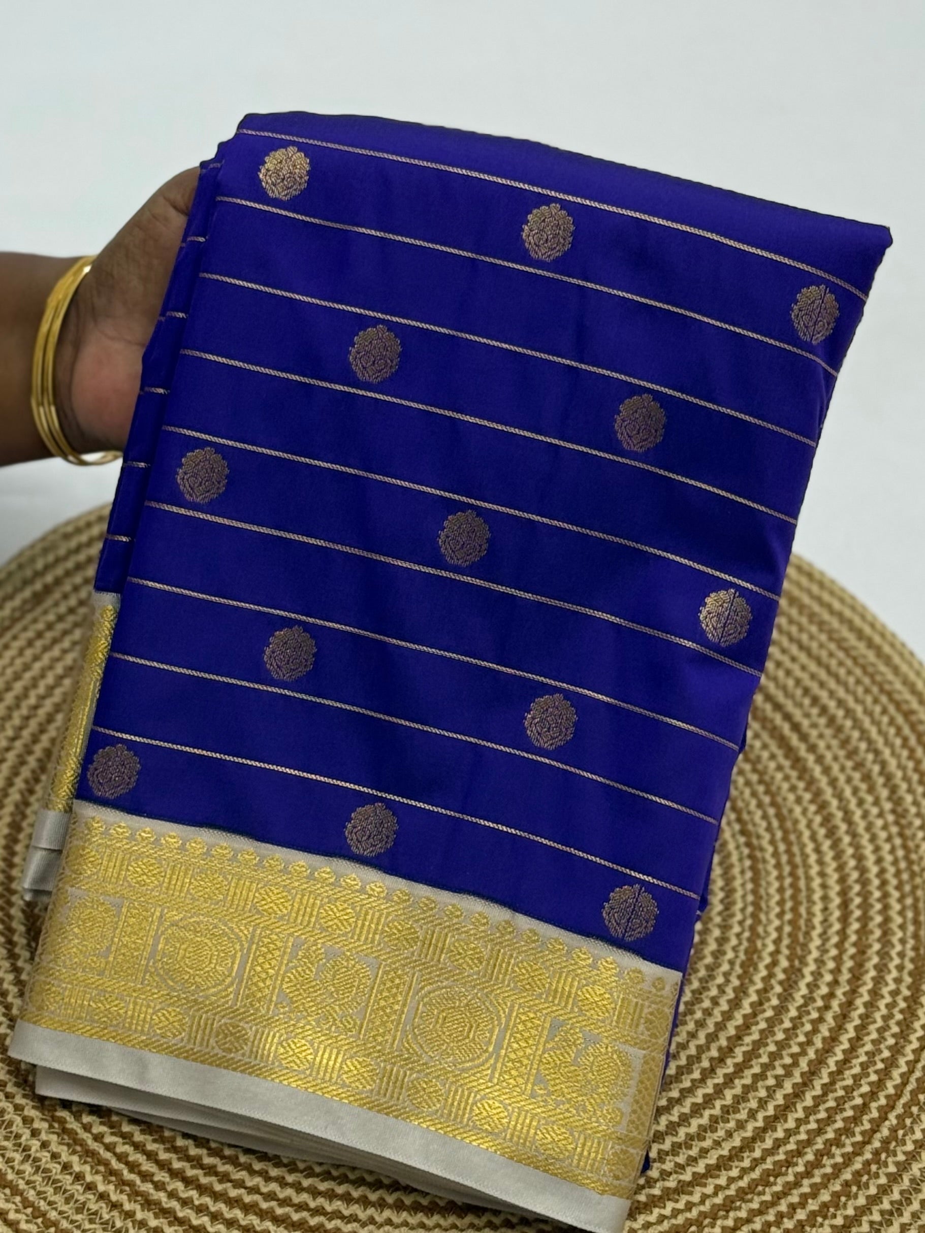 PREMIUM SEMI KANCHI SILK SAREE - ROYALBLUE