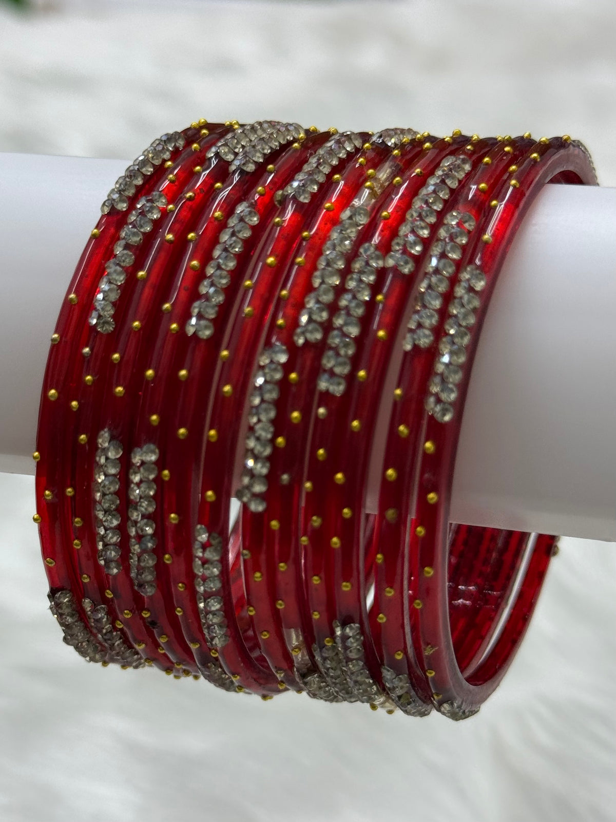 PREMIUM STONE STUDDED GLASS BANGLES PACK OF 12