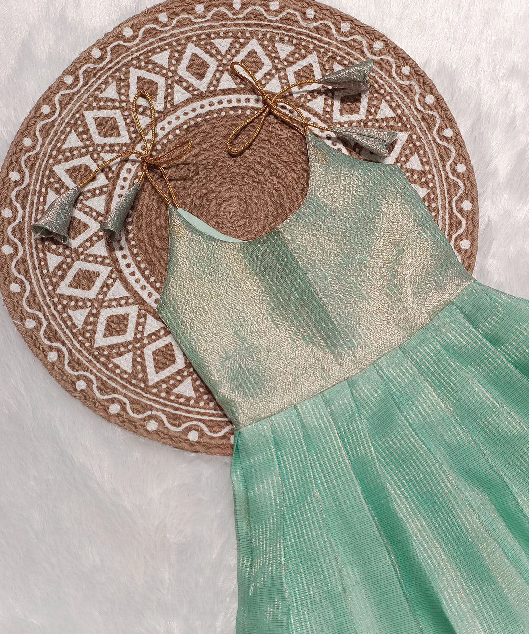 GREEN TISSUE NEW BORN FROCK