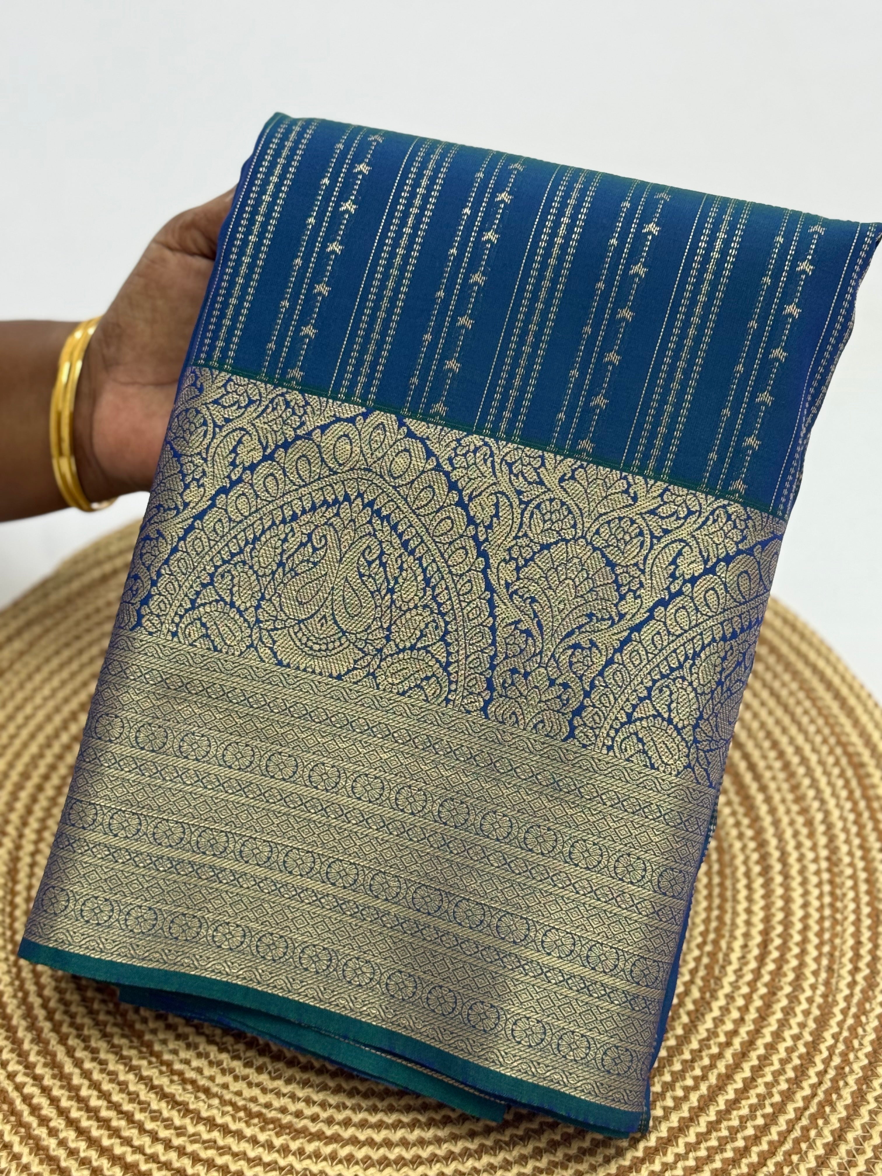 PREMIUM SEMI KANCHI SILK SAREE - TEAL