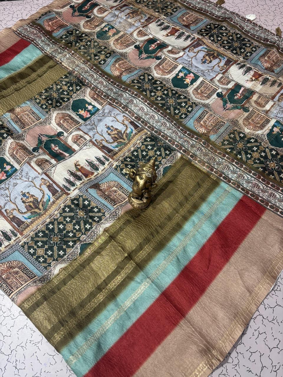 FANCY CRUSH SILK SAREE - MULTICOLOUR