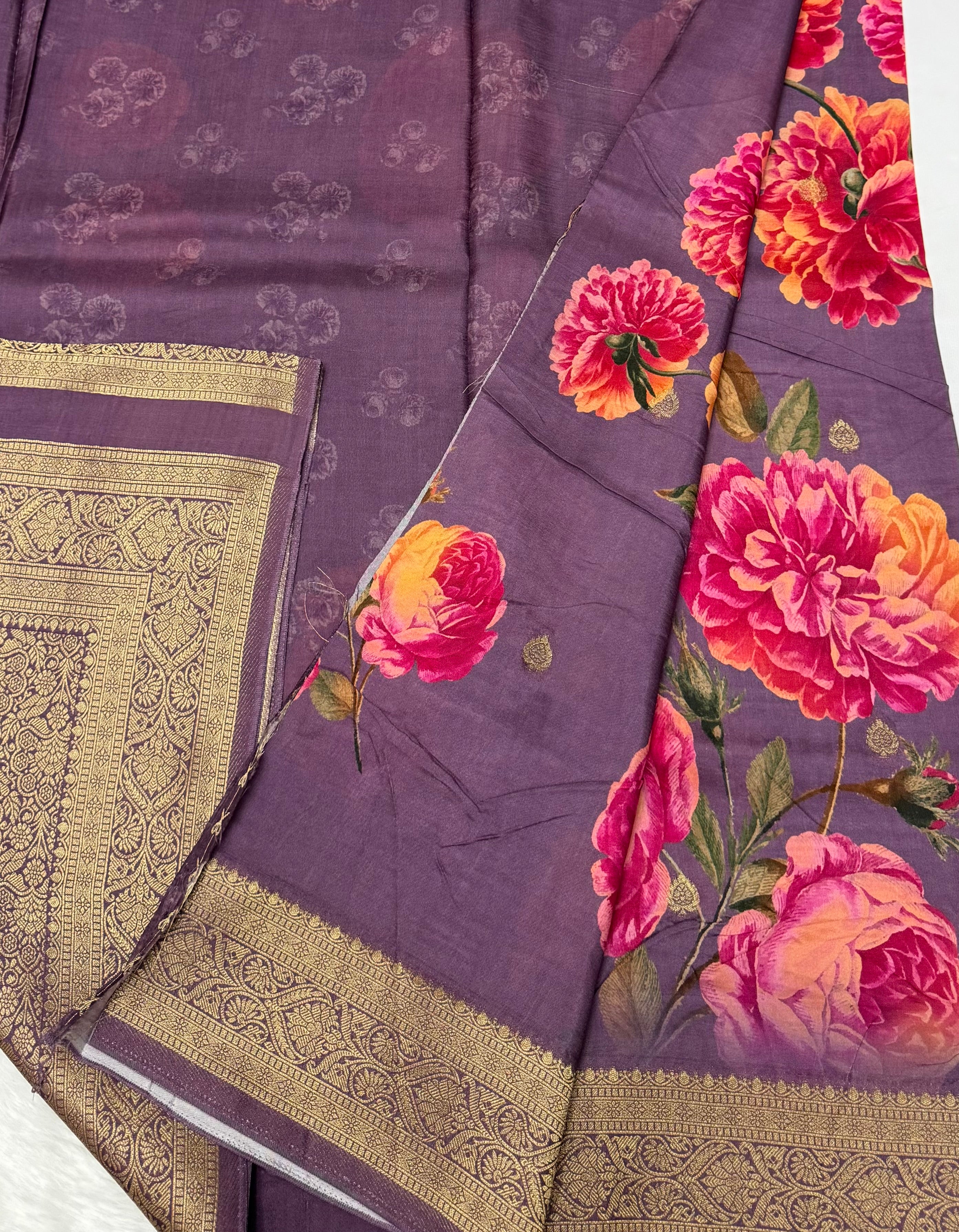 PREMIUM FLORAL PRINTED MASAKALI SAREE - MULTICOLOUR
