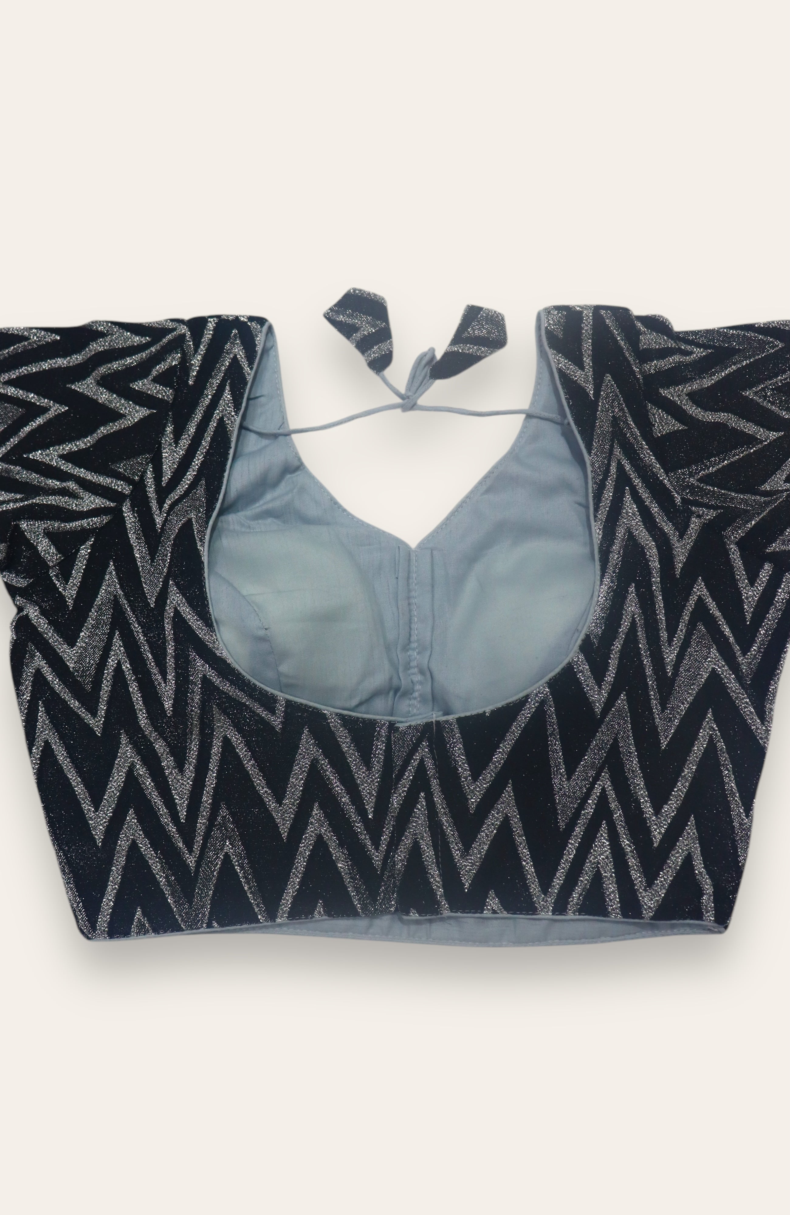 TRENDY FANCY READYMADE BLOUSE - SILVER & BLACK