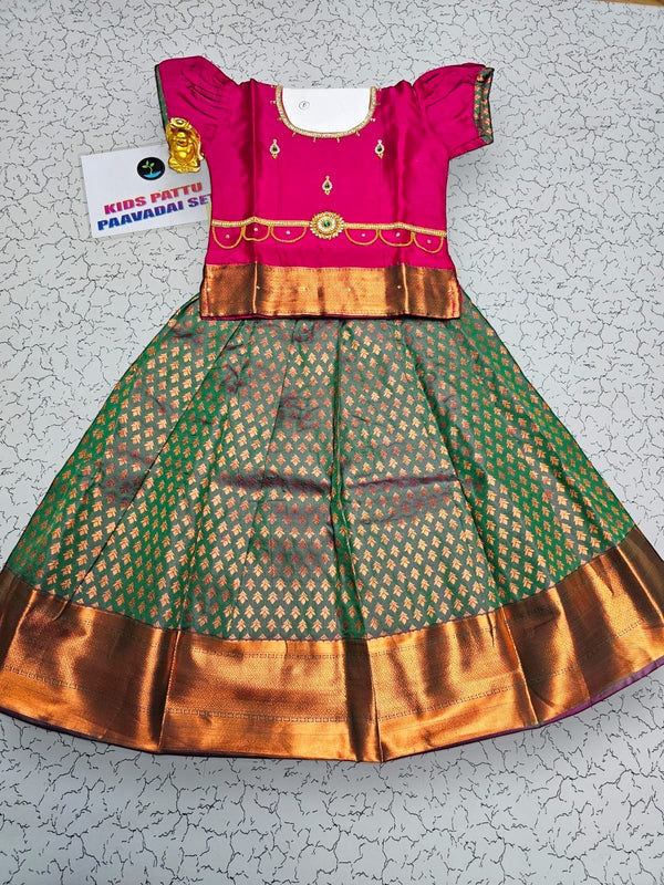 KIDS GIRL'S PATTU PAVADAI/READYMADE LEHENGA CHOLI SET