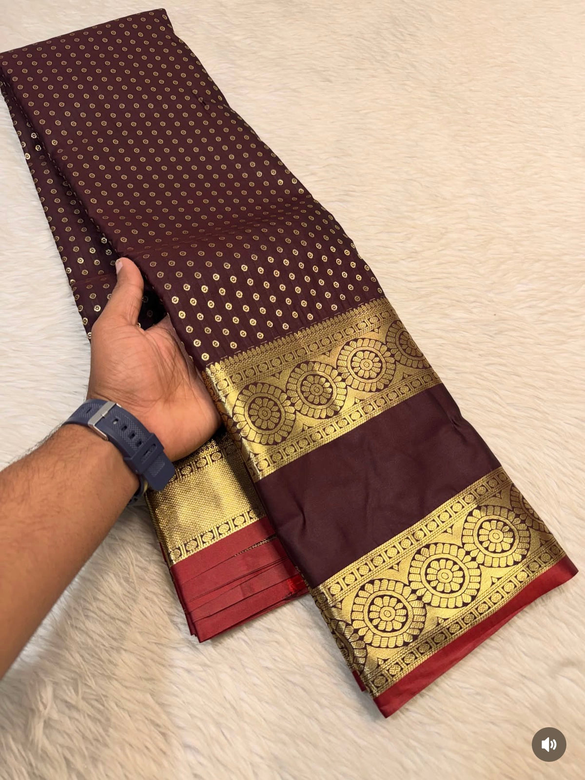 PREMIUM SEMI KANCHI SILK SAREE - COFFEE BROWN