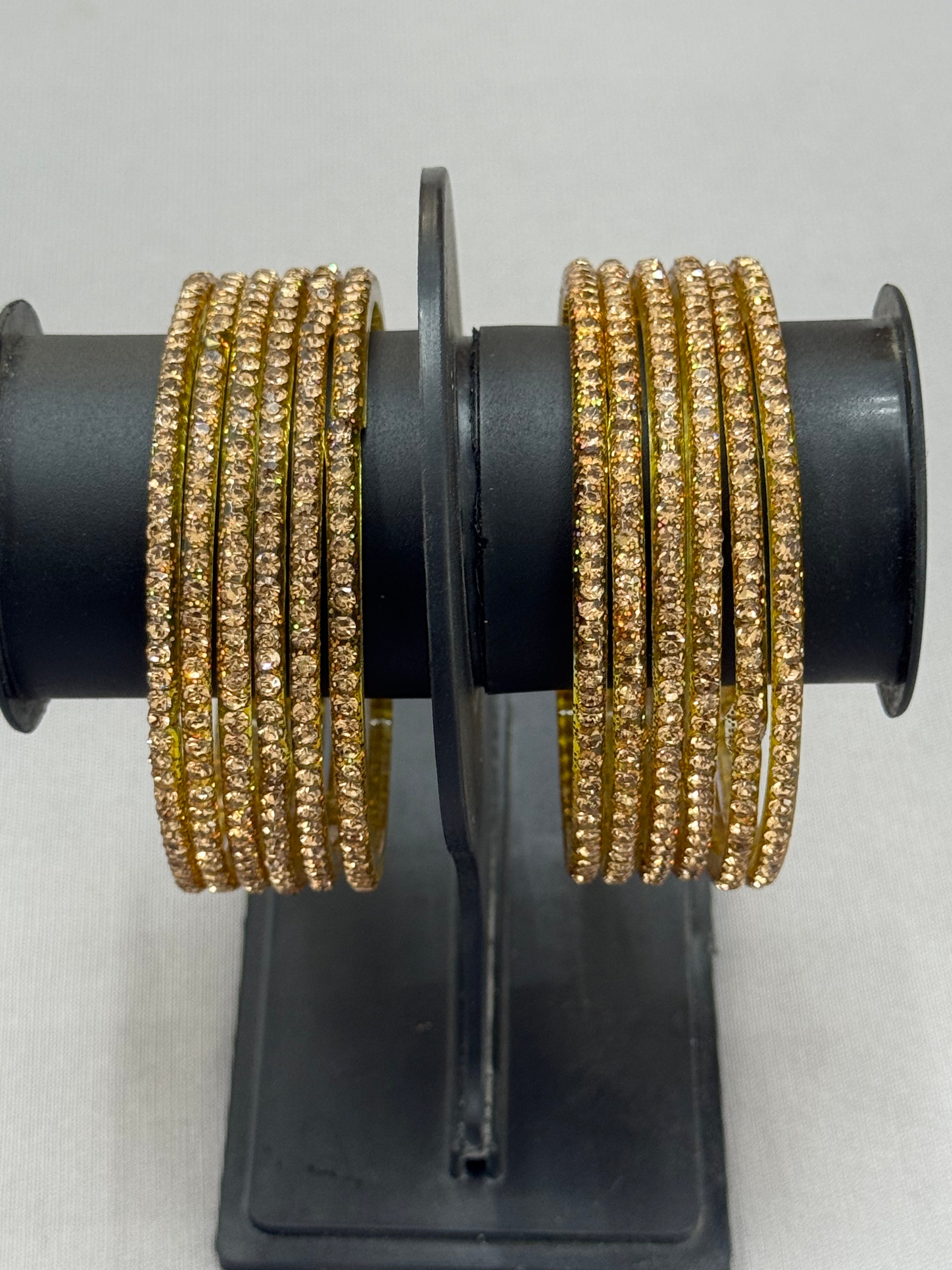 CUBIC WORK GLASS BANGLES - COPPER (PACK OF 12)