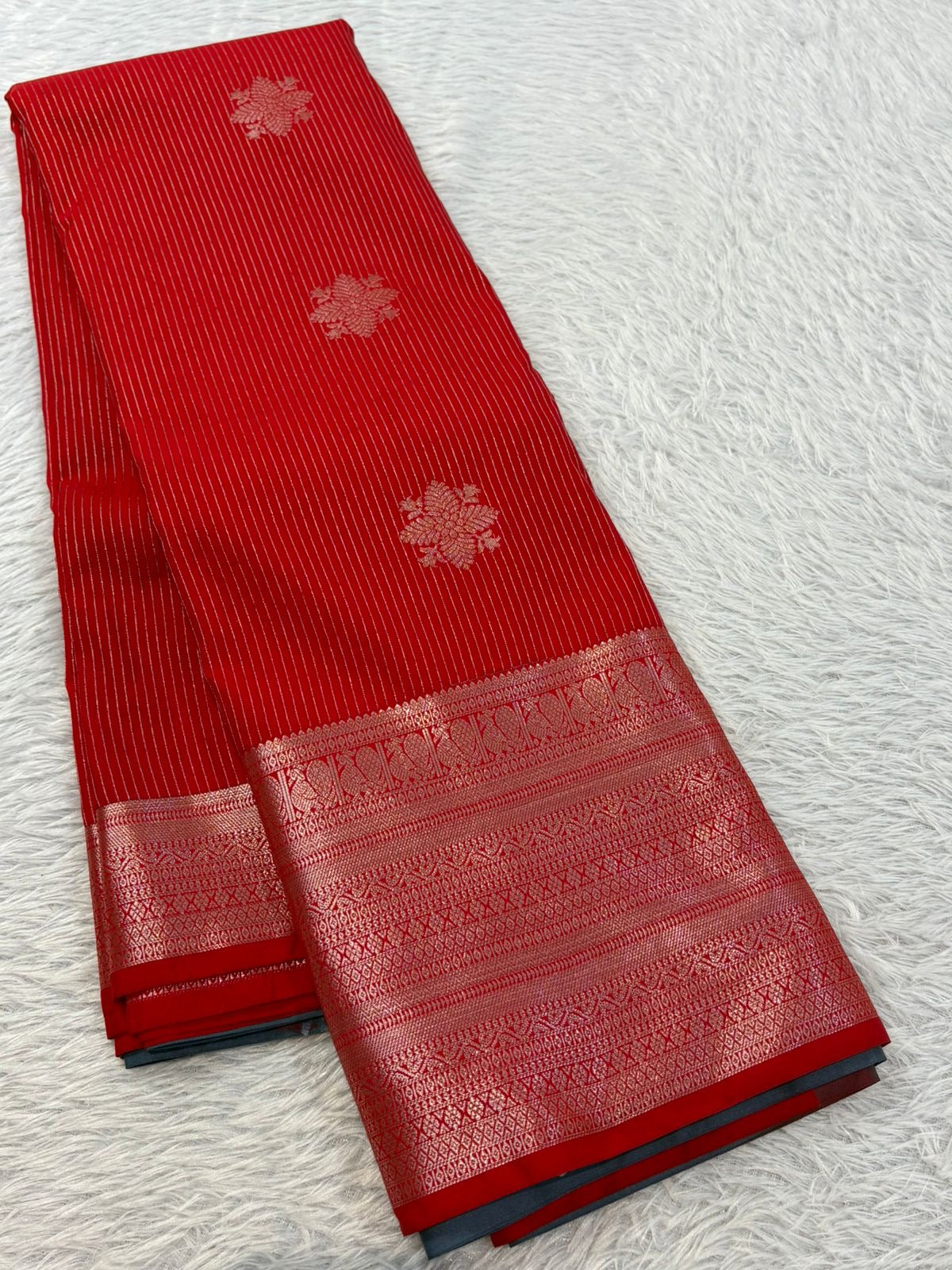 PREMIUM SEMI KANCHI SILK SAREE - RED