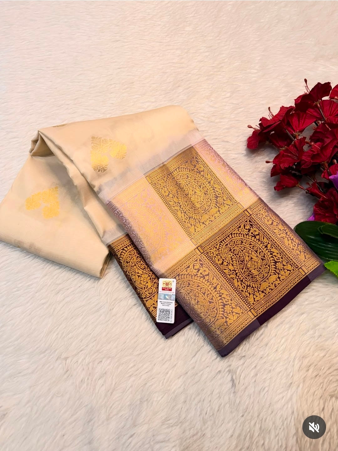 KANCHIPURAM PURE SILK SAREE | SILKMARK® CERTIFIED - CREAM