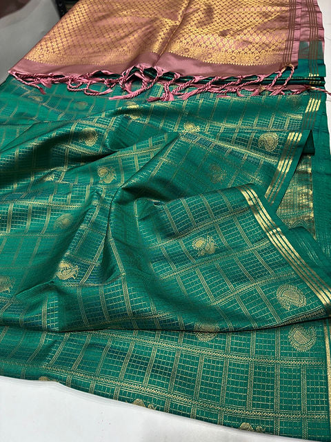 PREMIUM TEAL MAUVE PAALUM PAZHAMUM SAREE