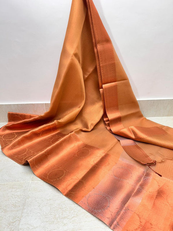 FANCY BANARASI TISSUE SILK SAREES - COPPER