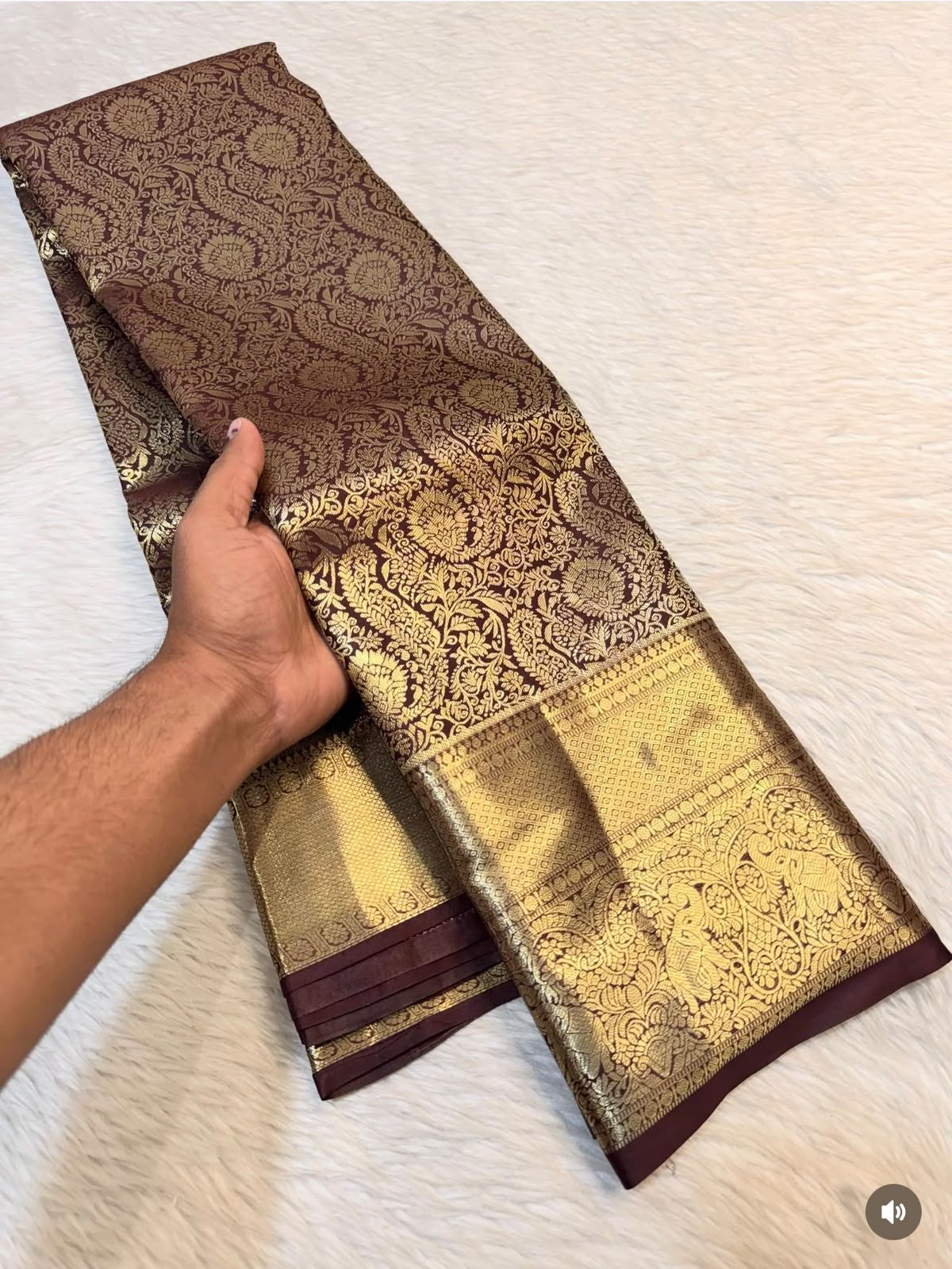 PREMIUM SEMI KANCHI SILK SAREE - COFFEE BROWN