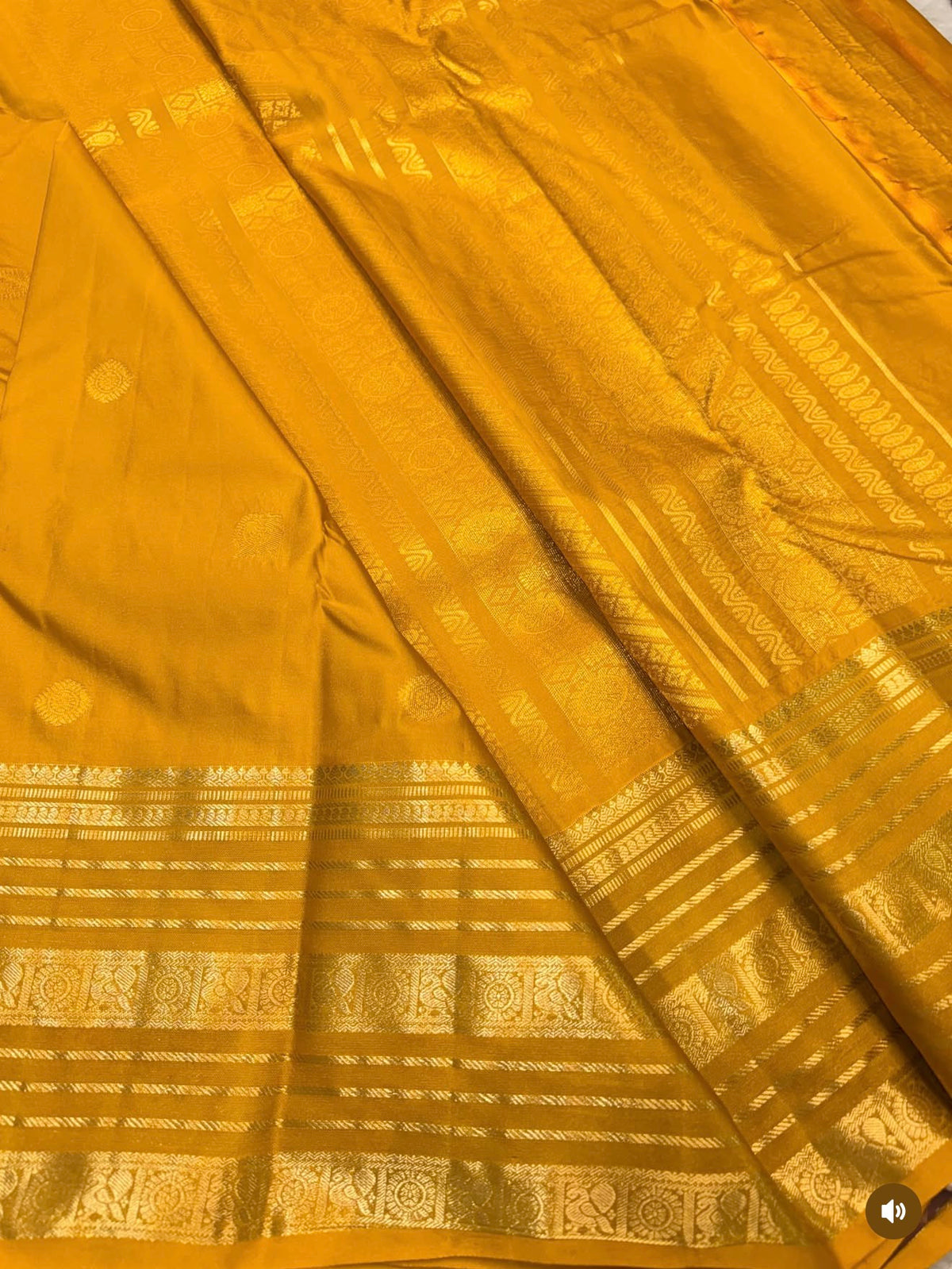 PREMIUM SEMI KANCHI SILK SAREE - GOLDEN YELLOW