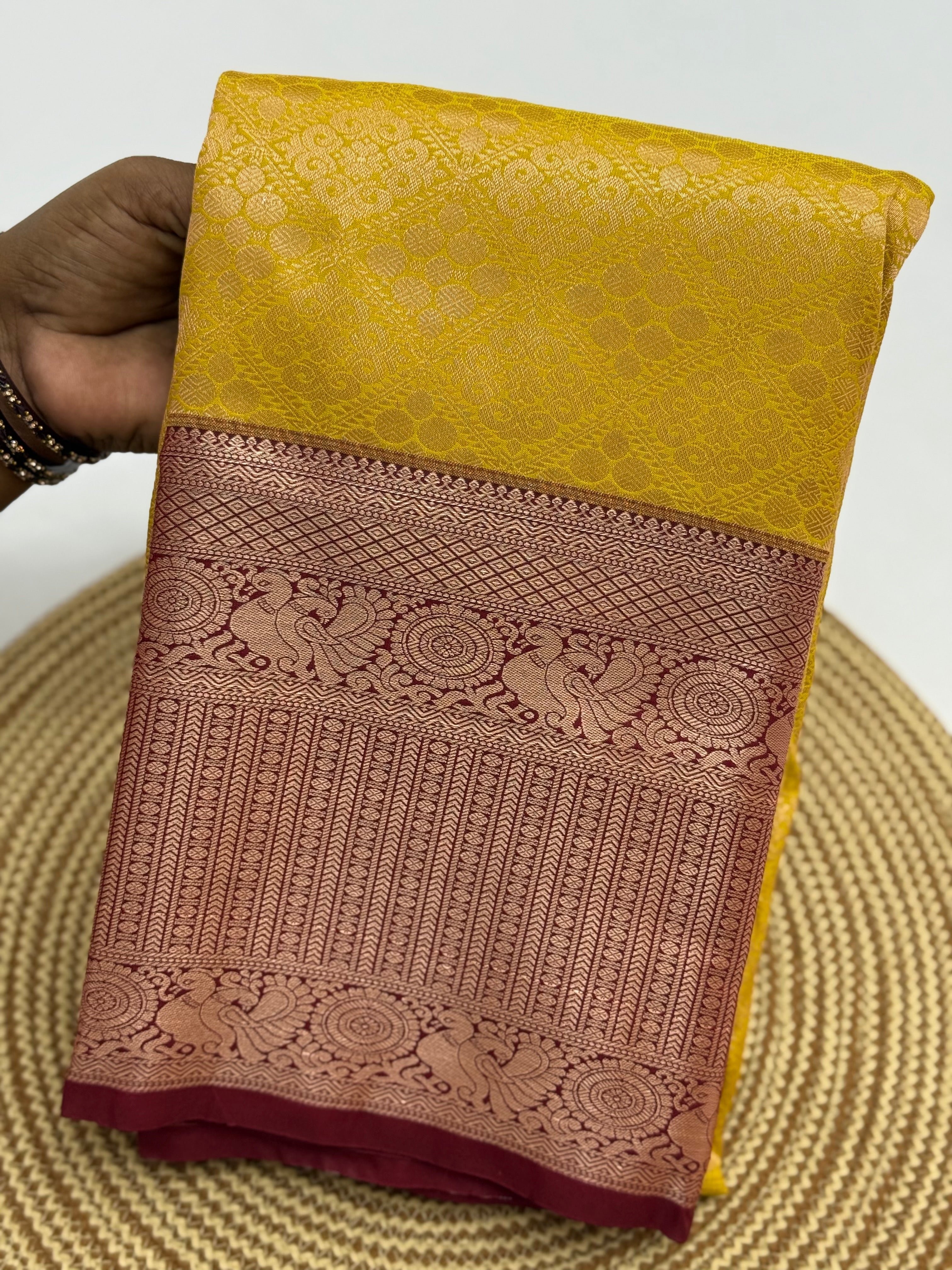 PREMIUM SEMI BROCADE SILK SAREE - AMBER