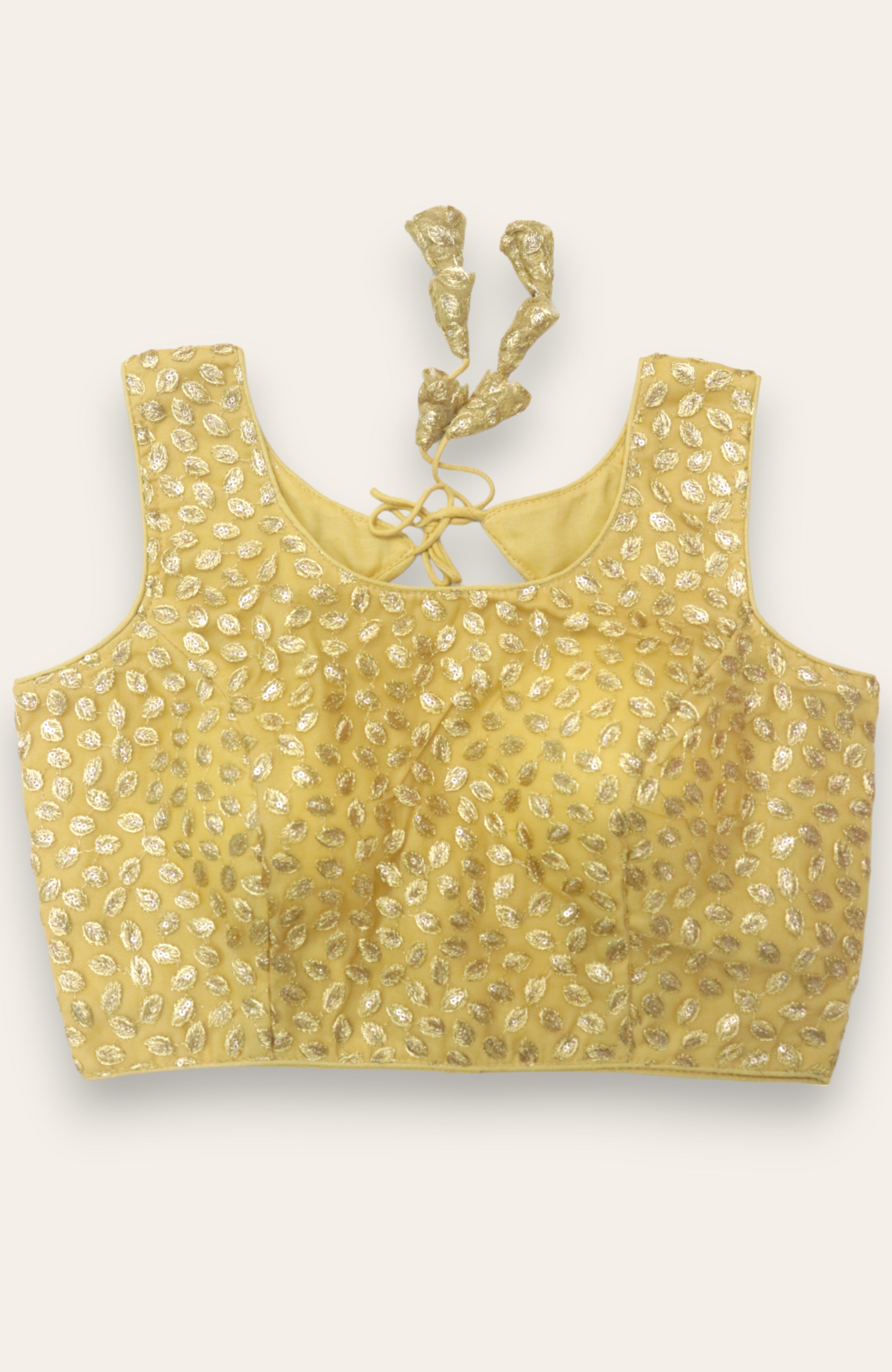 WOMEN'S SLEEVELESS DESIGNER READYMADE BLOUSE - GOLD