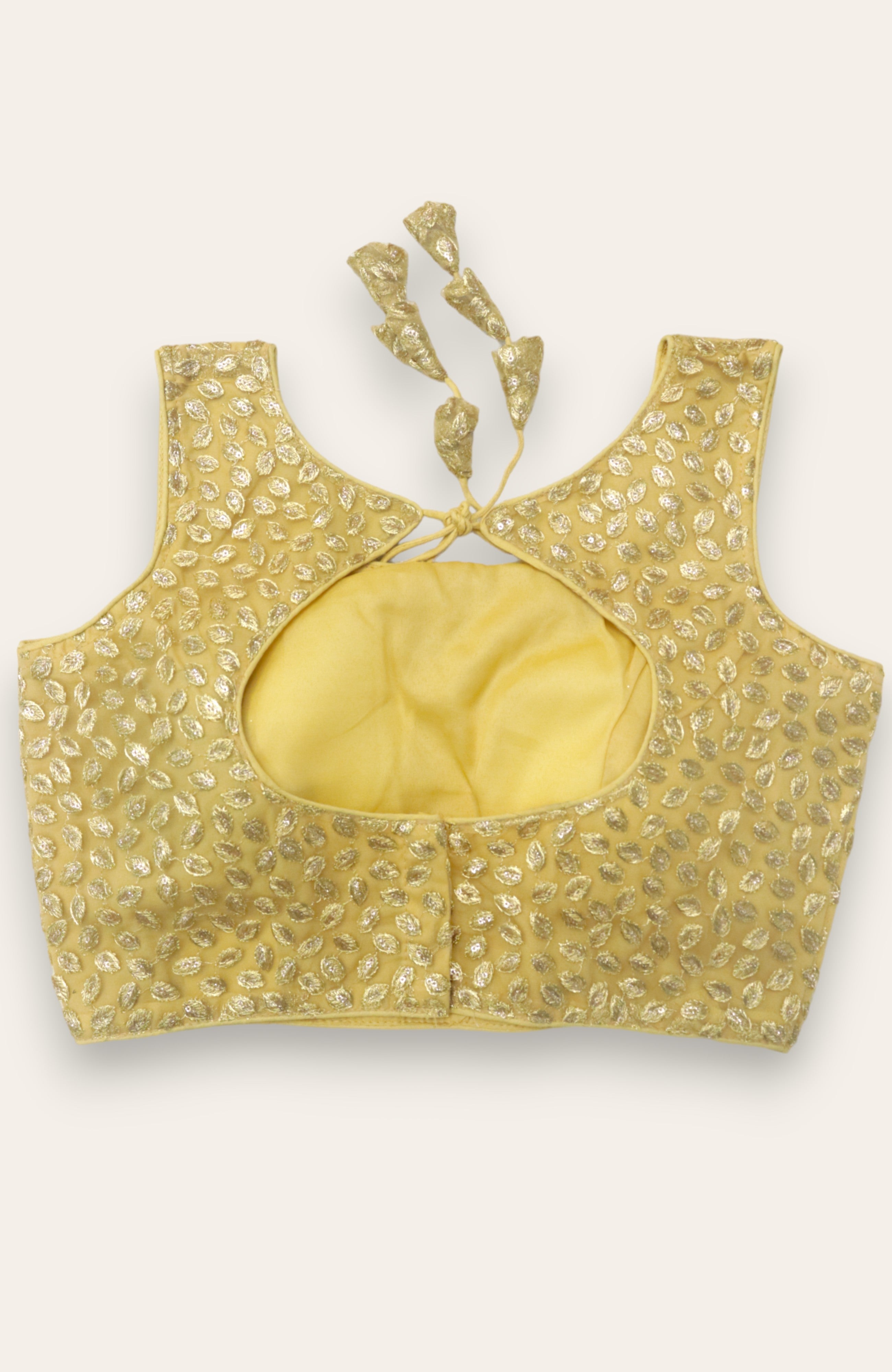 WOMEN'S SLEEVELESS DESIGNER READYMADE BLOUSE - GOLD