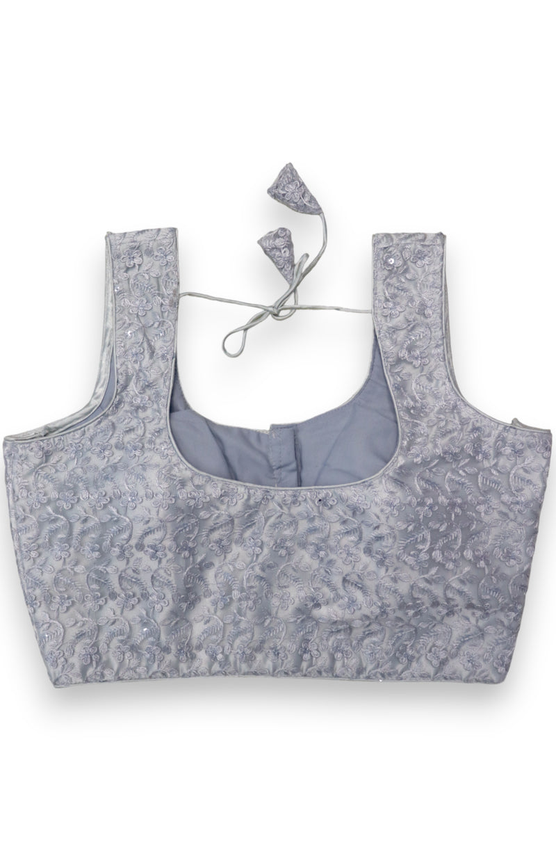 WOMEN'S SLEEVELESS DESIGNER READYMADE BLOUSE - SILVER