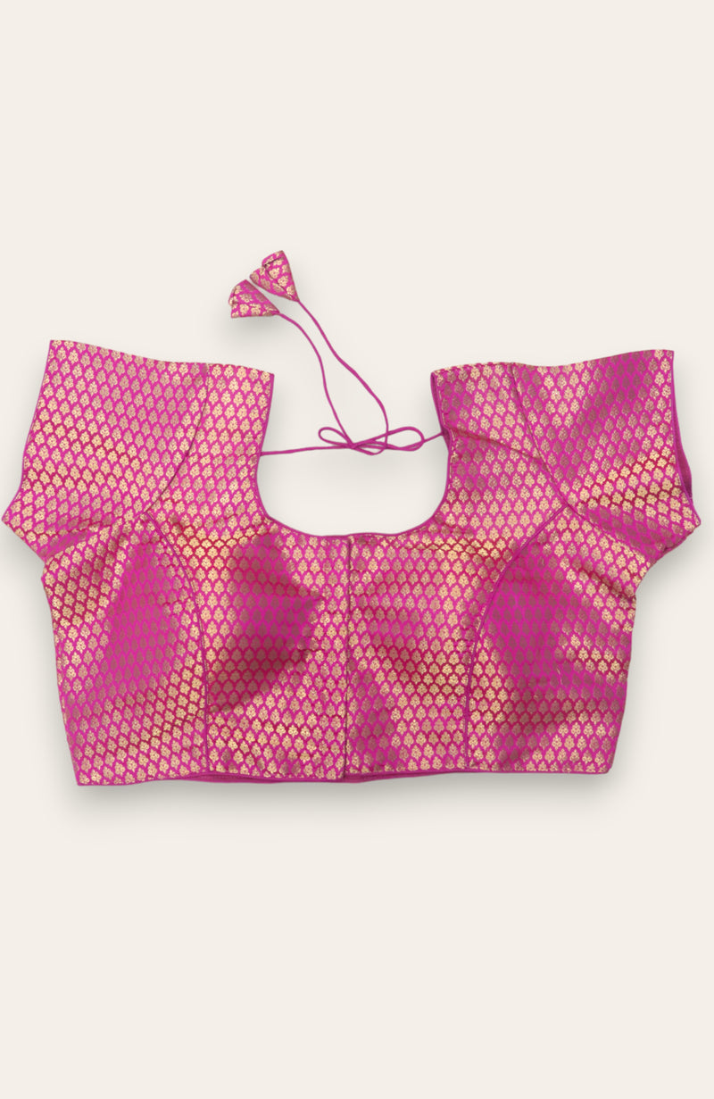 WOMEN'S SHORT SLEEVE READYMADE SAREE BLOUSE - PINK