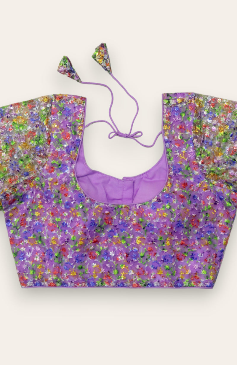 WOMEN'S HALF SLEEVE FANCY READYMADE BLOUSE - LAVENDER