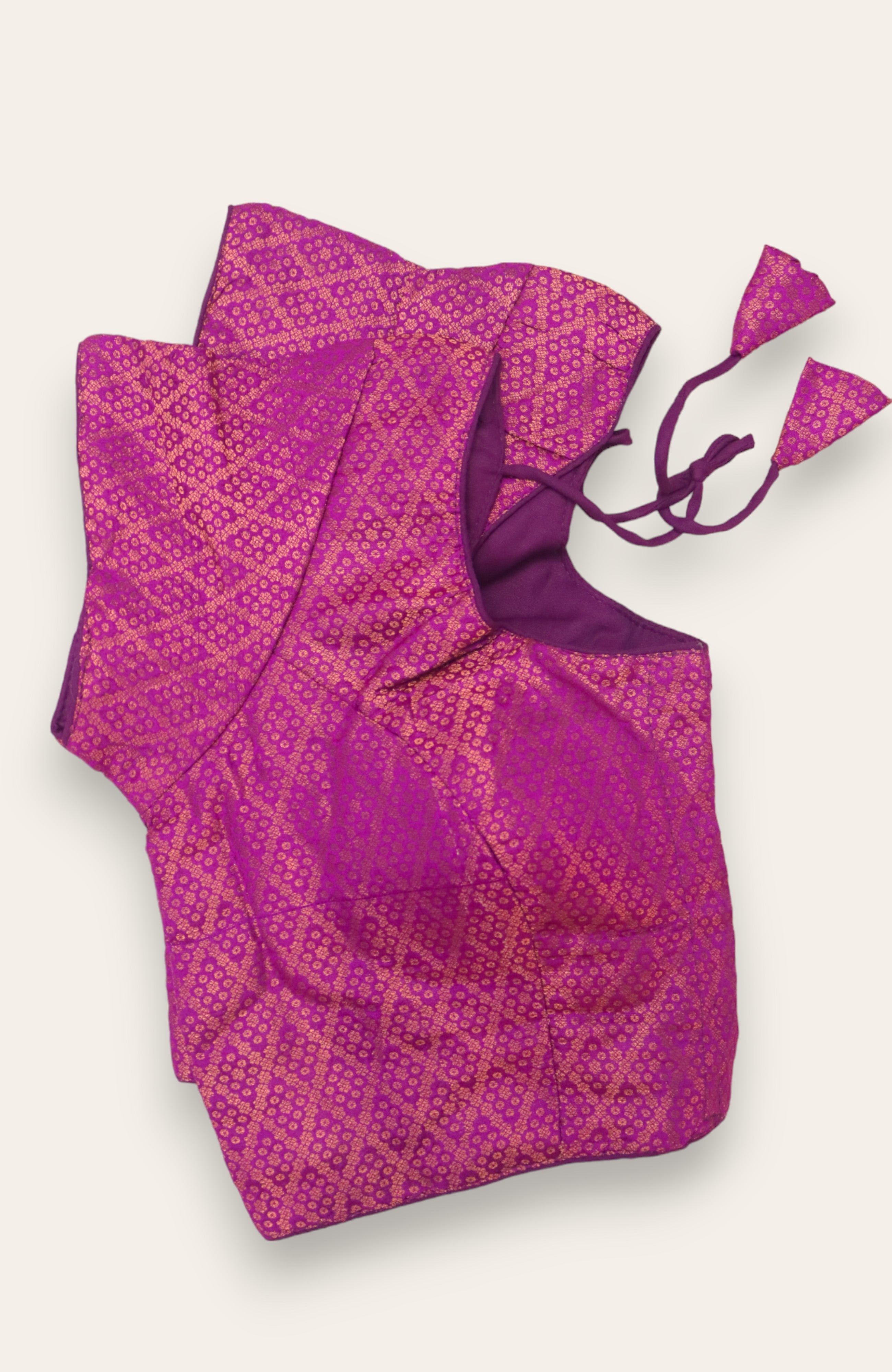 WOMEN'S SHORT SLEEVE READYMADE SAREE BLOUSE - PURPLE