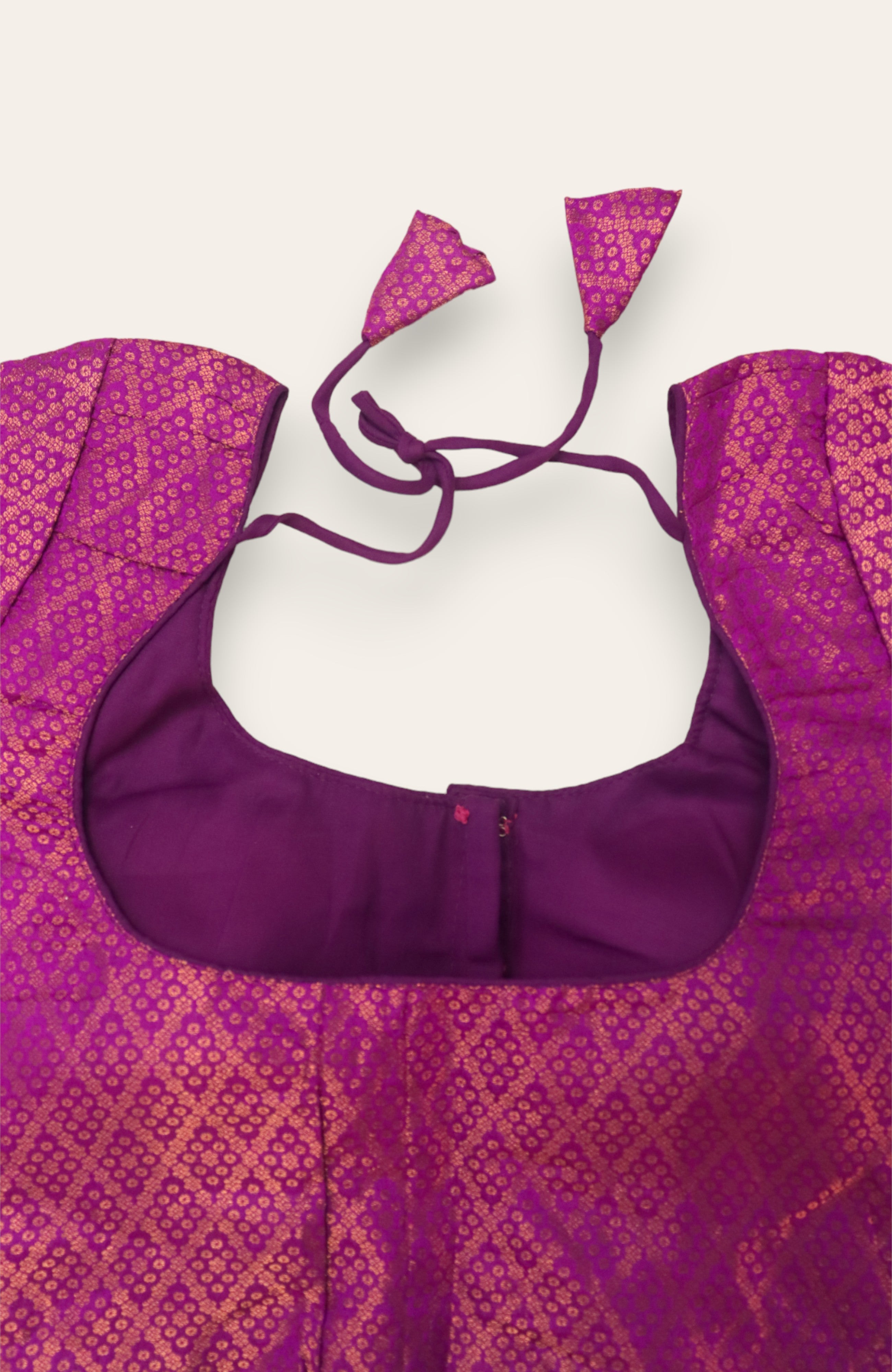 WOMEN'S SHORT SLEEVE READYMADE SAREE BLOUSE - PURPLE